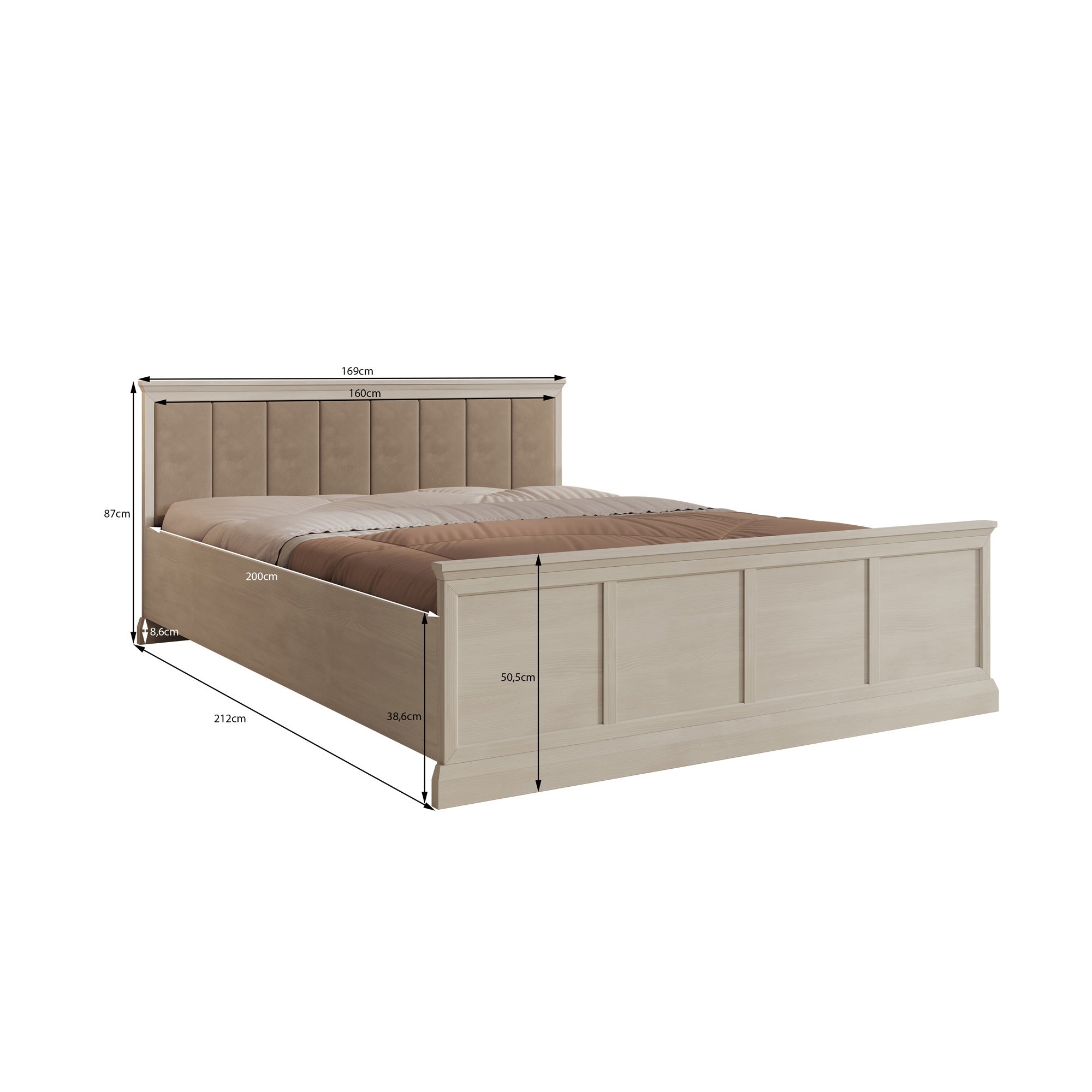 Leroy - Tweepersoonsbed - Zwart - 160x200 cm