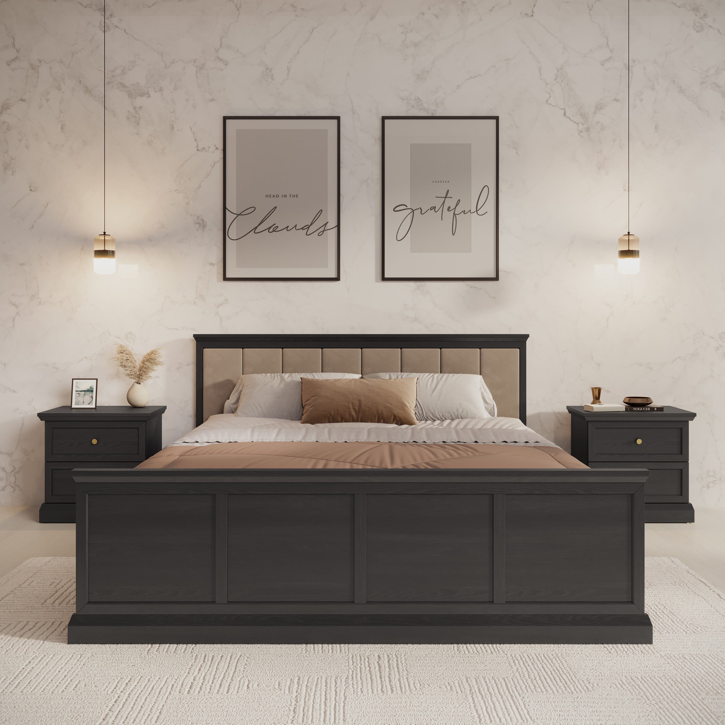 Leroy - Tweepersoonsbed - Zwart - 160x200 cm