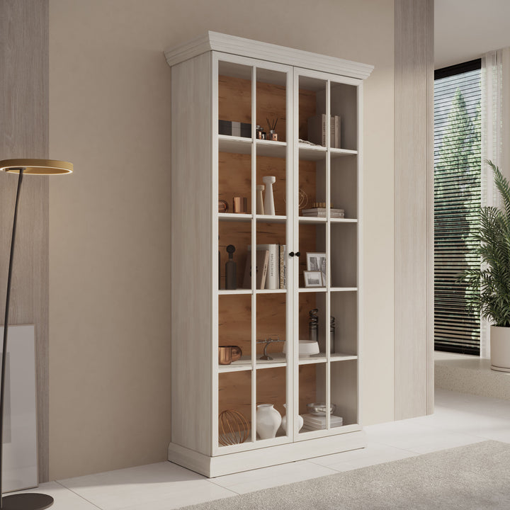 Leroy - Vitrinekast - Wit - 102x41x199 cm