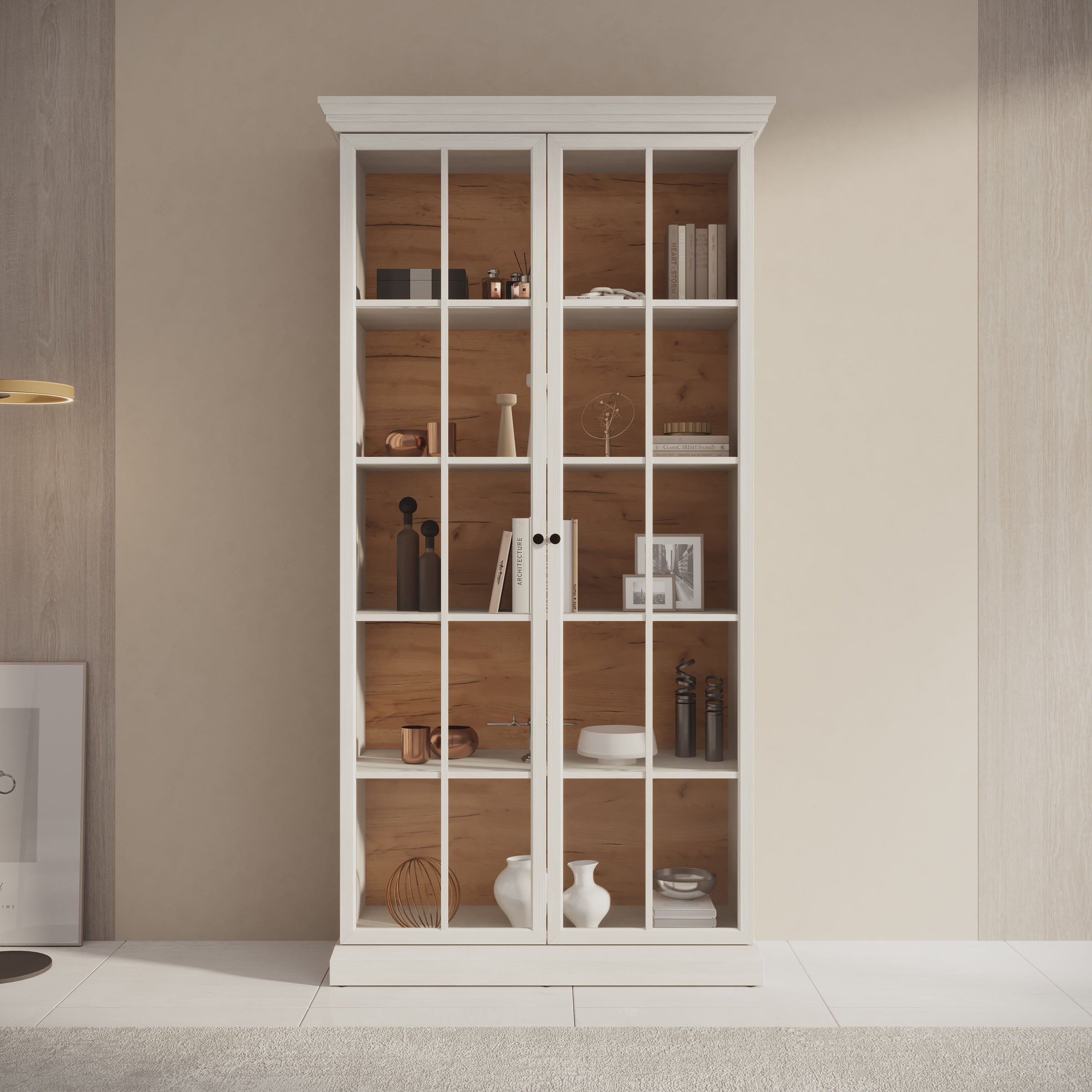 Leroy - Vitrinekast - Wit - 102x41x199 cm