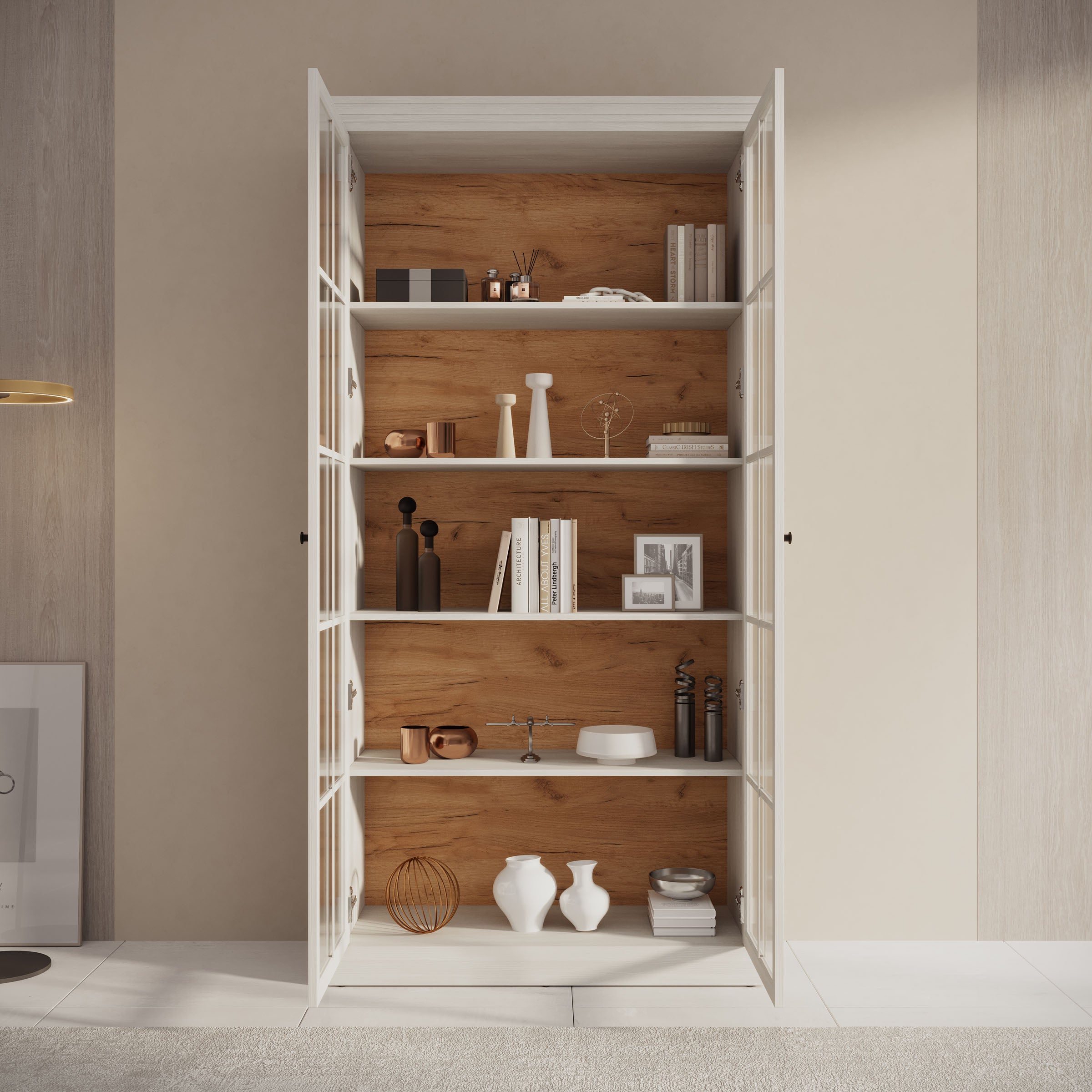 Leroy - Vitrinekast - Wit - 102x41x199 cm