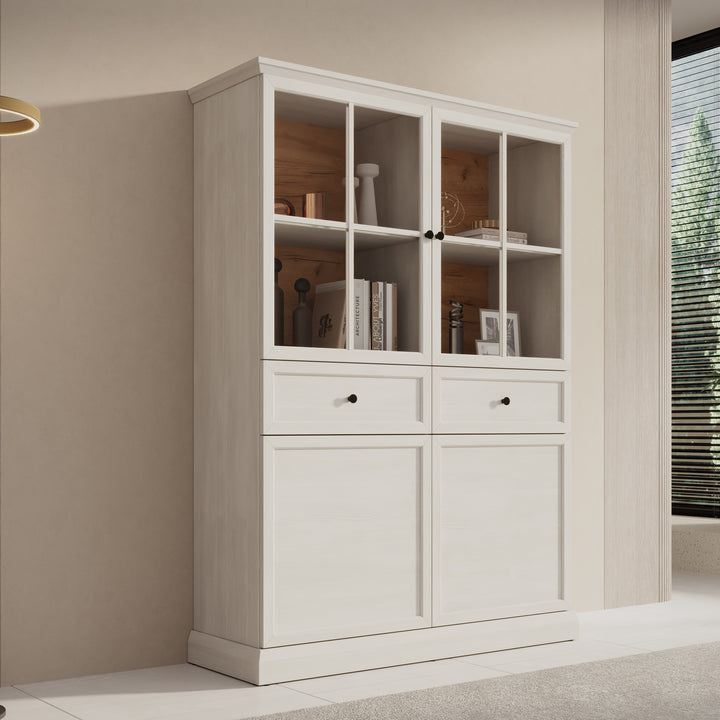 Leroy - Vitrinekast - Wit - 114x40x161 cm