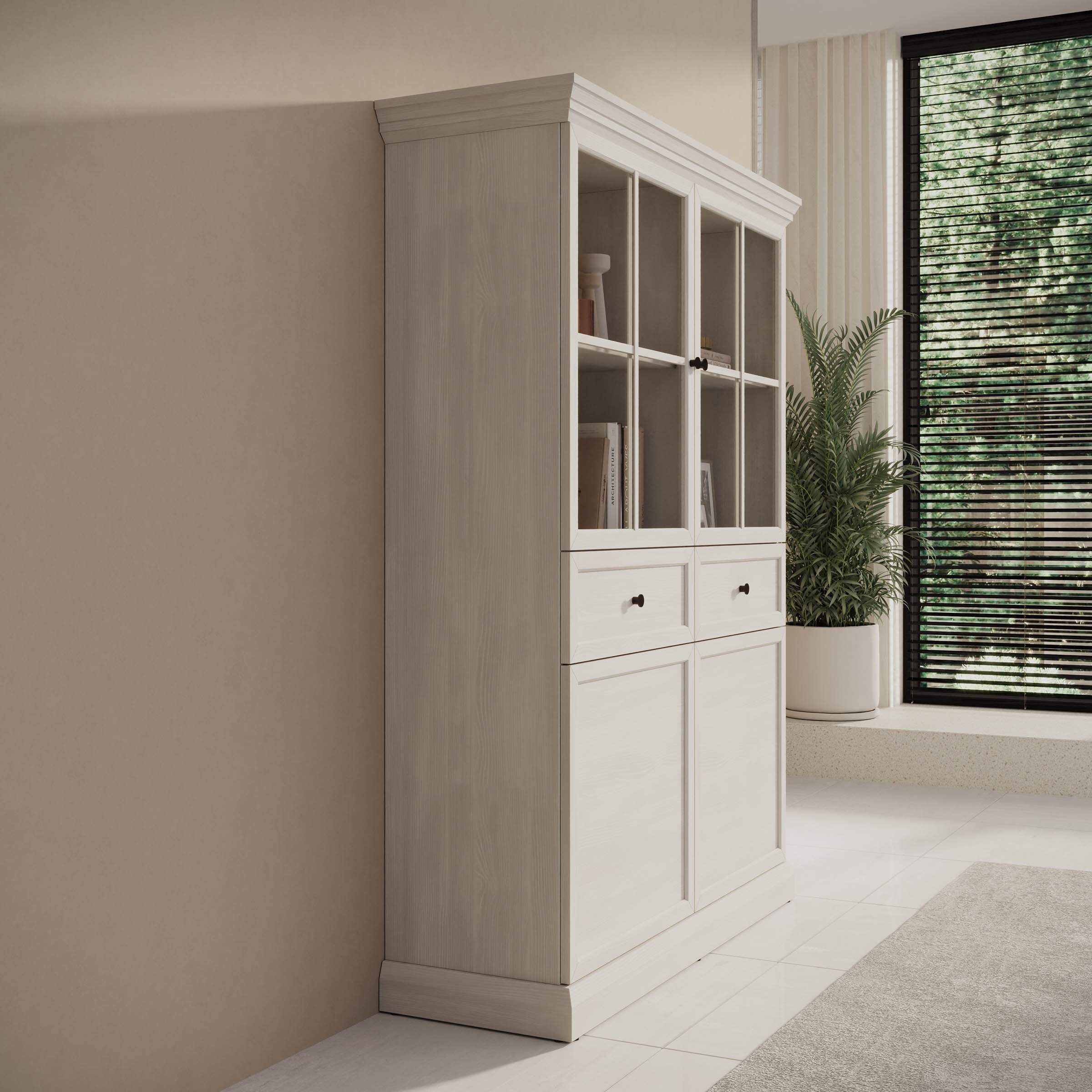 Leroy - Vitrinekast - Wit - 114x40x161 cm