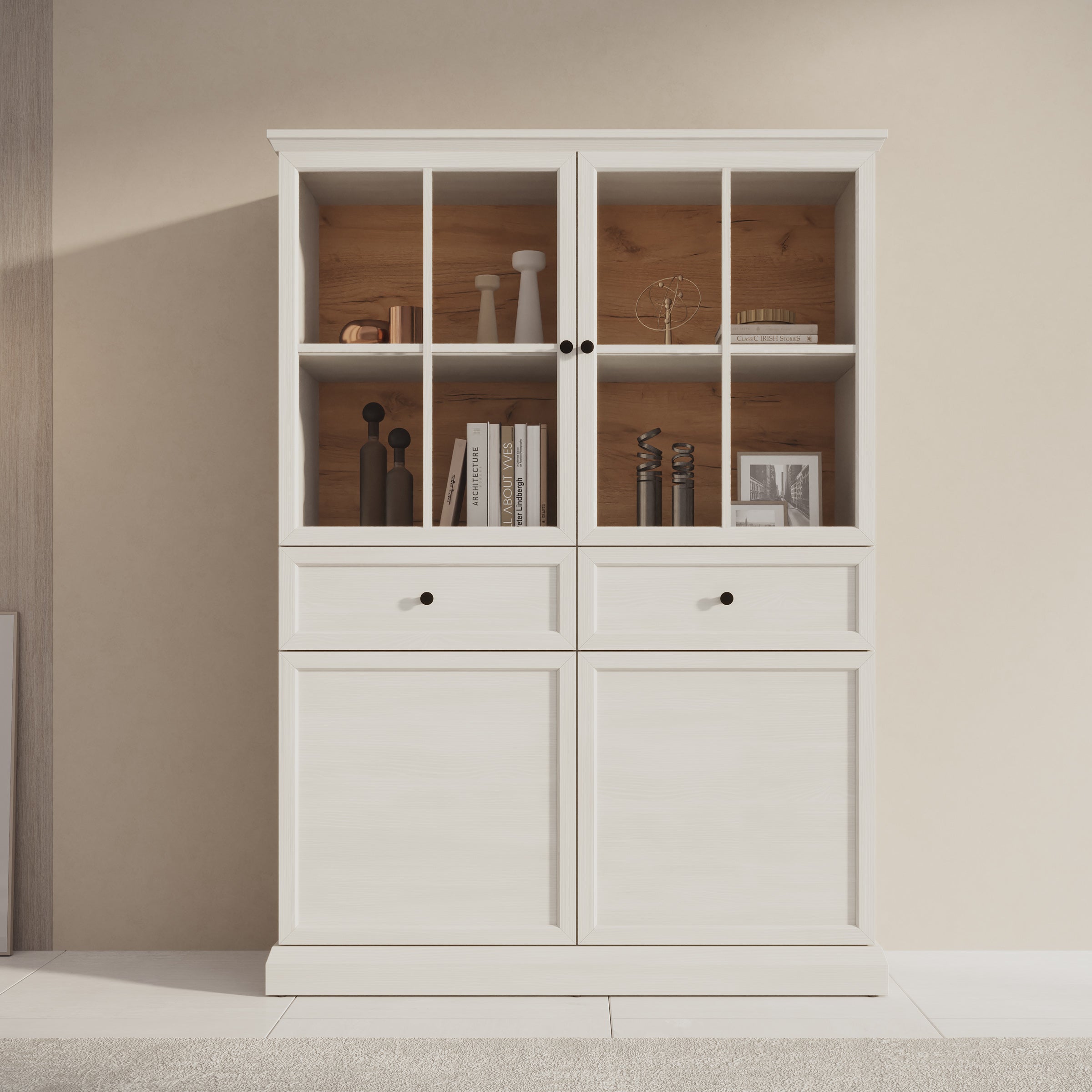 Leroy - Vitrinekast - Wit - 114x40x161 cm