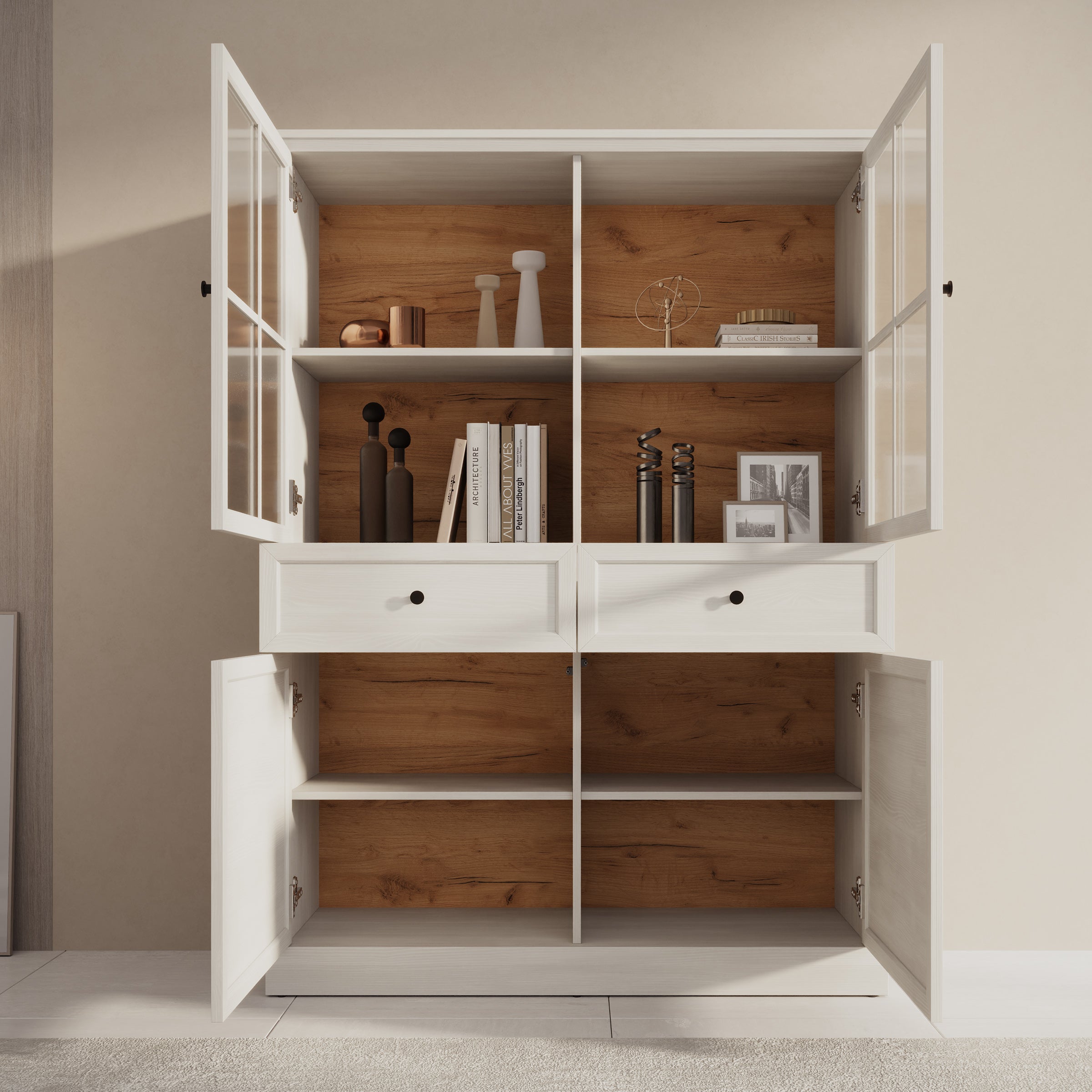 Leroy - Vitrinekast - Wit - 114x40x161 cm