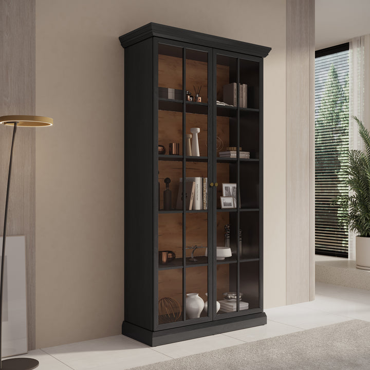 Leroy - Vitrinekast - Zwart - 102x41x199 cm