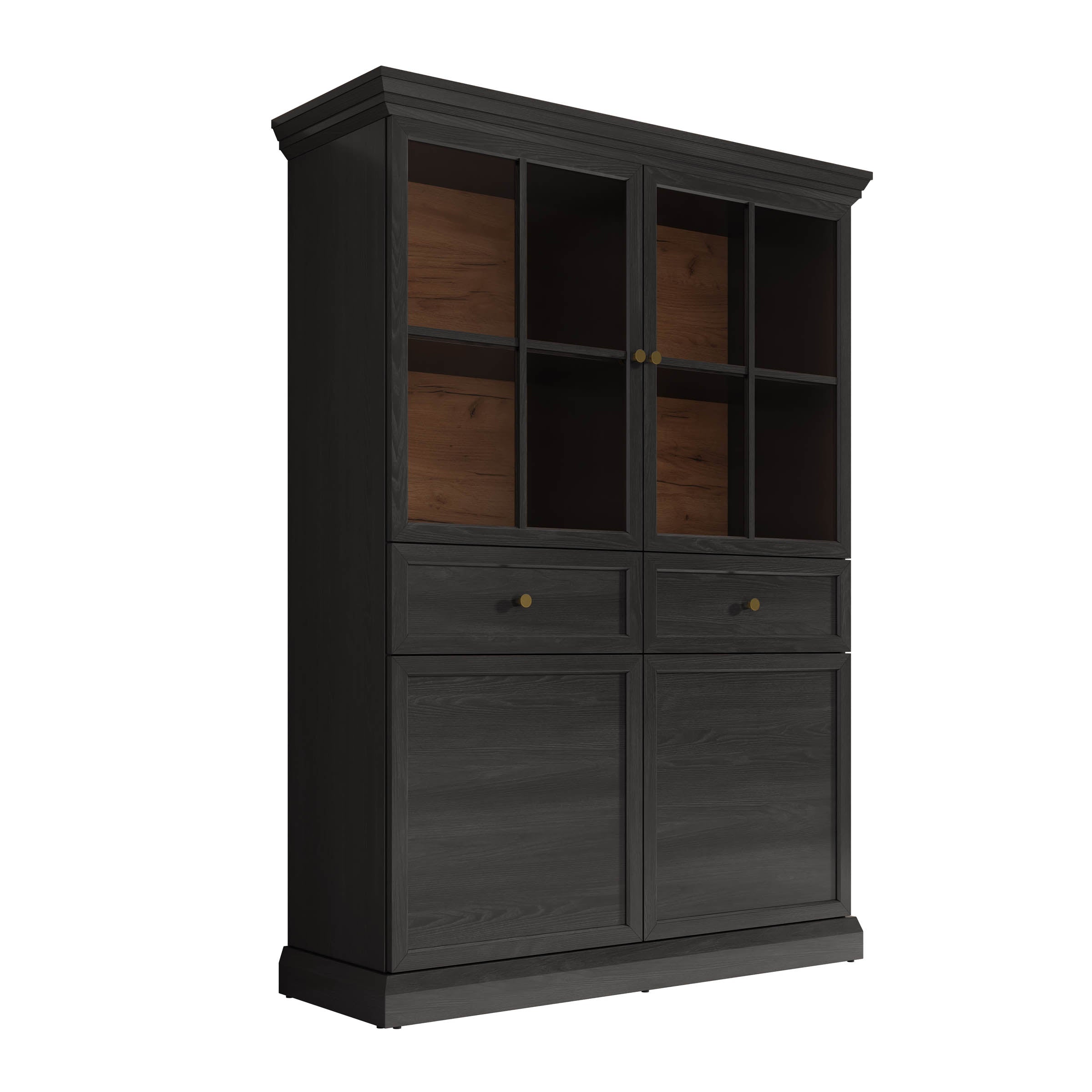Leroy - Vitrinekast - Zwart - 114x40x161 cm