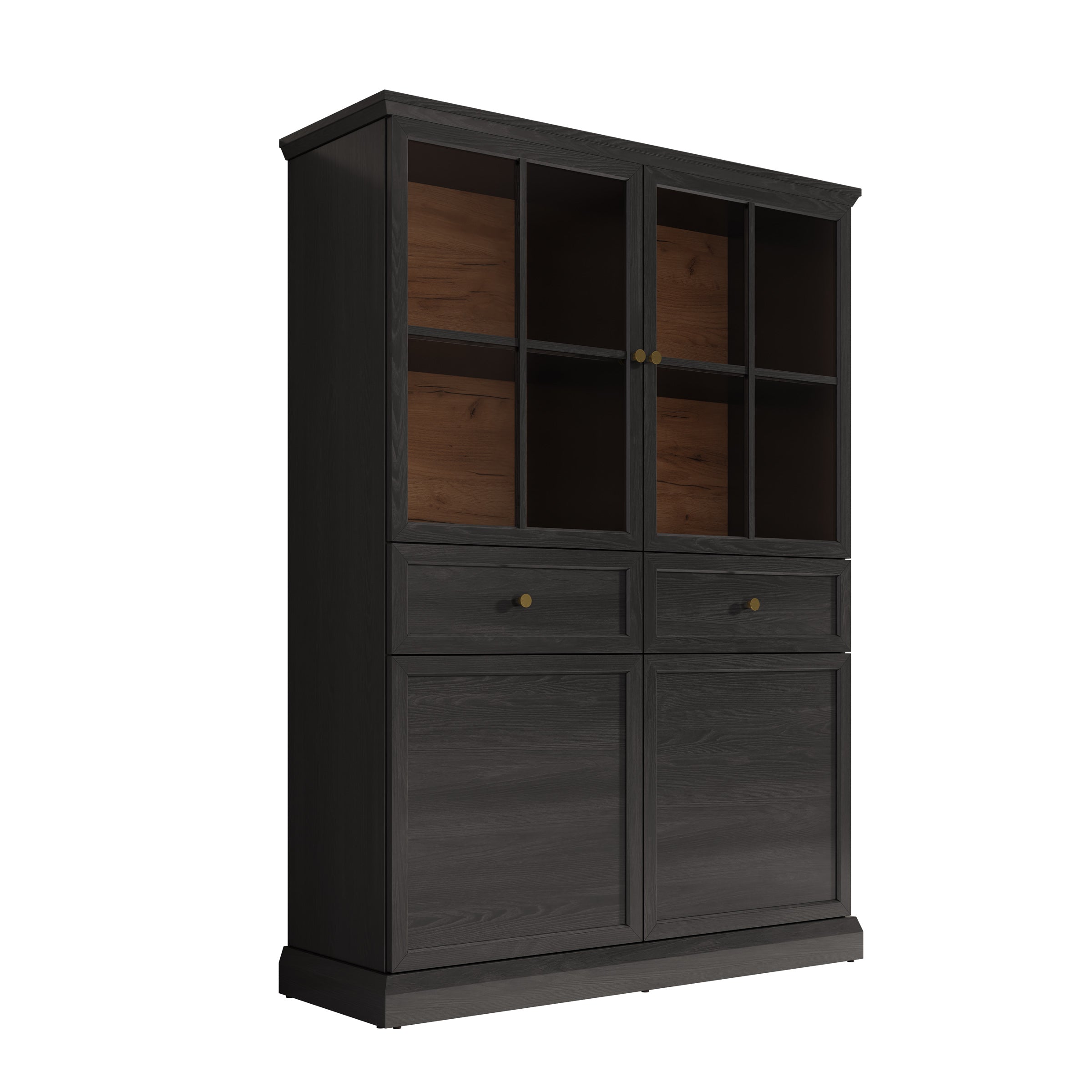 Leroy - Vitrinekast - Zwart - 114x40x161 cm