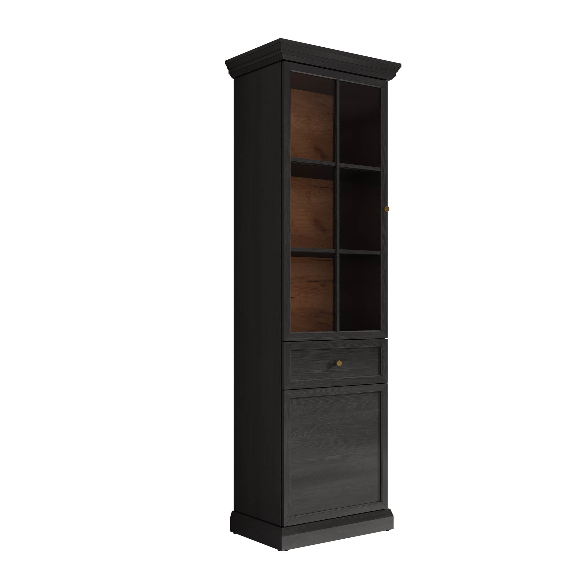 Leroy - Vitrinekast - Zwart - 63x41x199 cm
