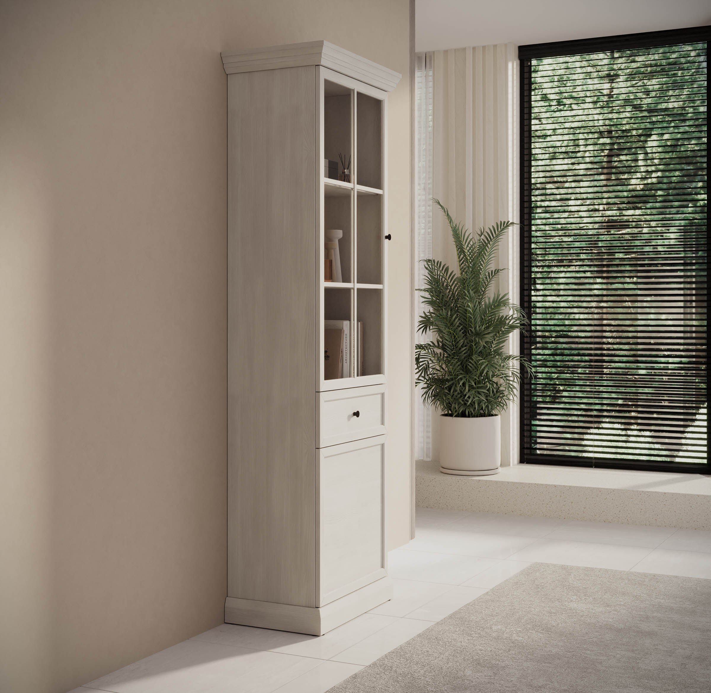 Leroy - Vitrinekast - Wit - 63x41x199 cm