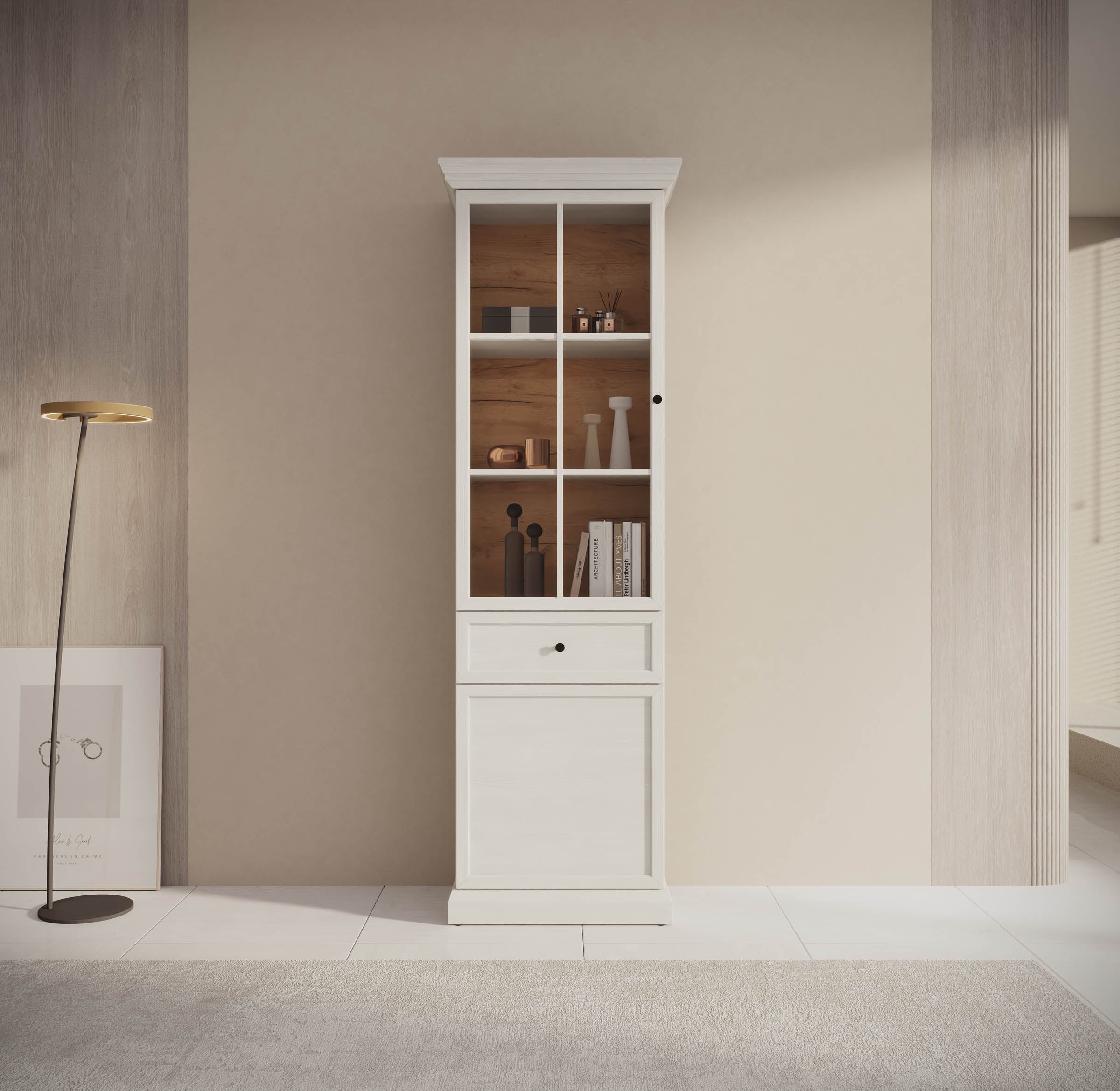Leroy - Vitrinekast - Wit - 63x41x199 cm