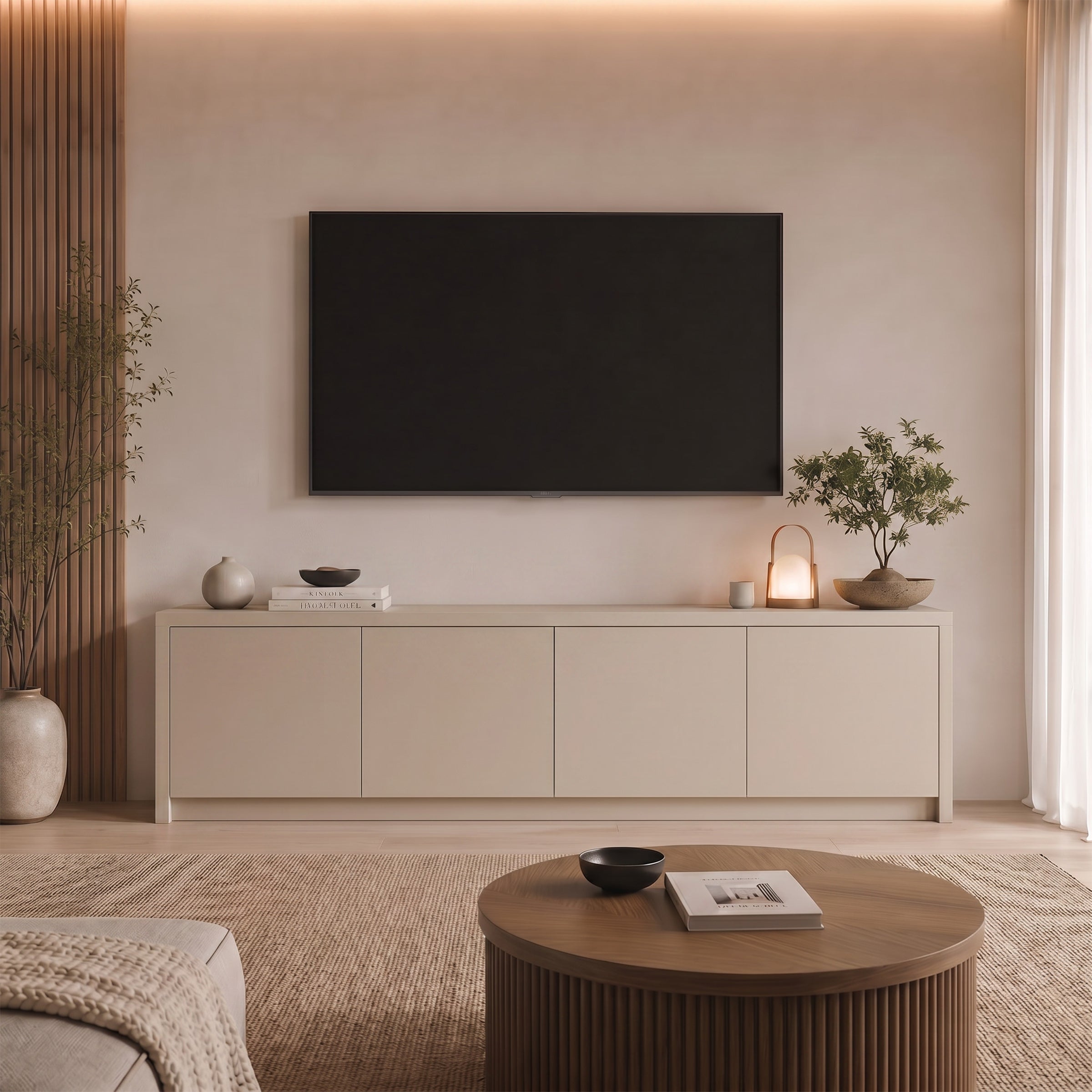 Levo - TV-Meubel - Beige - 198x40x51 cm
