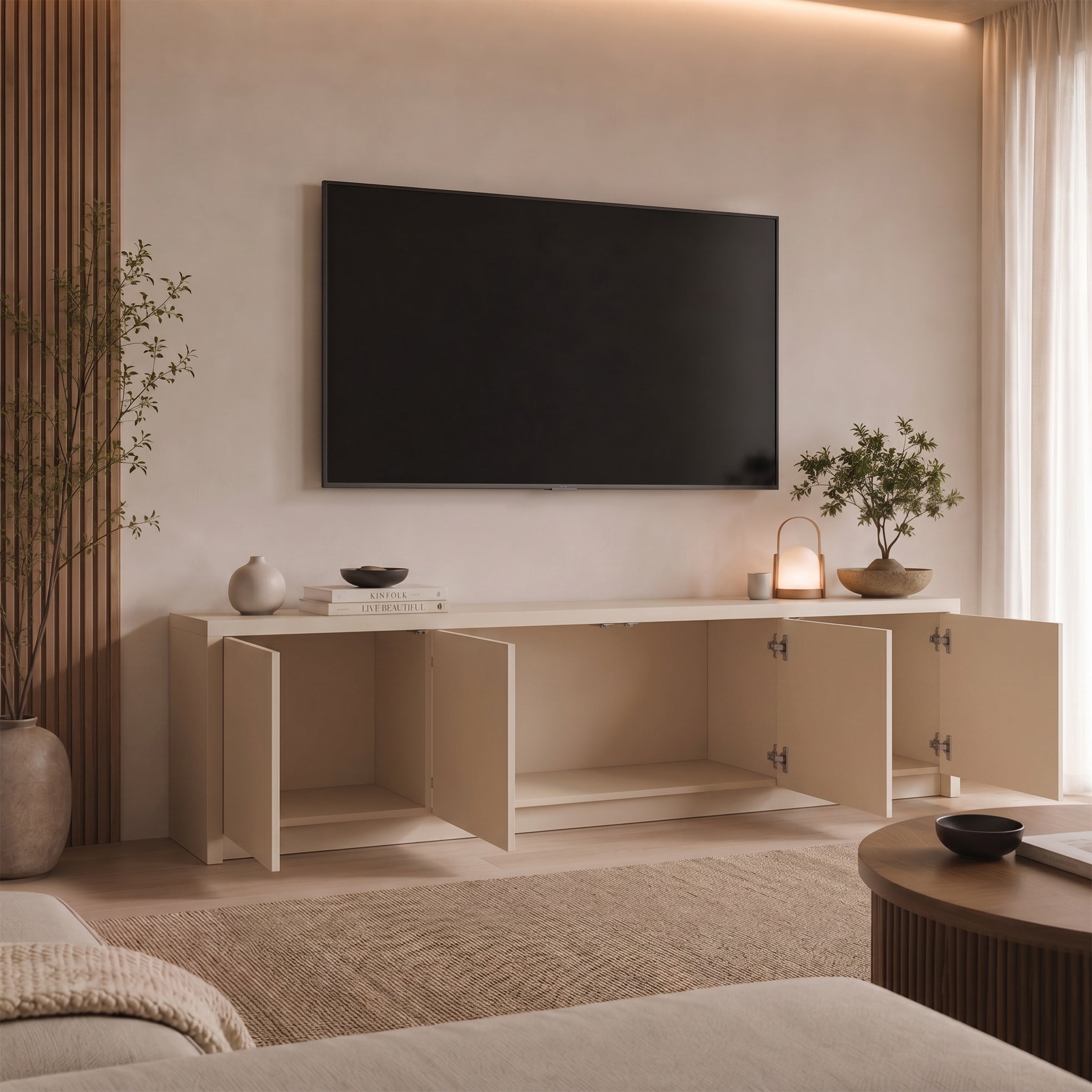 Levo - TV-Meubel - Beige - 198x40x51 cm