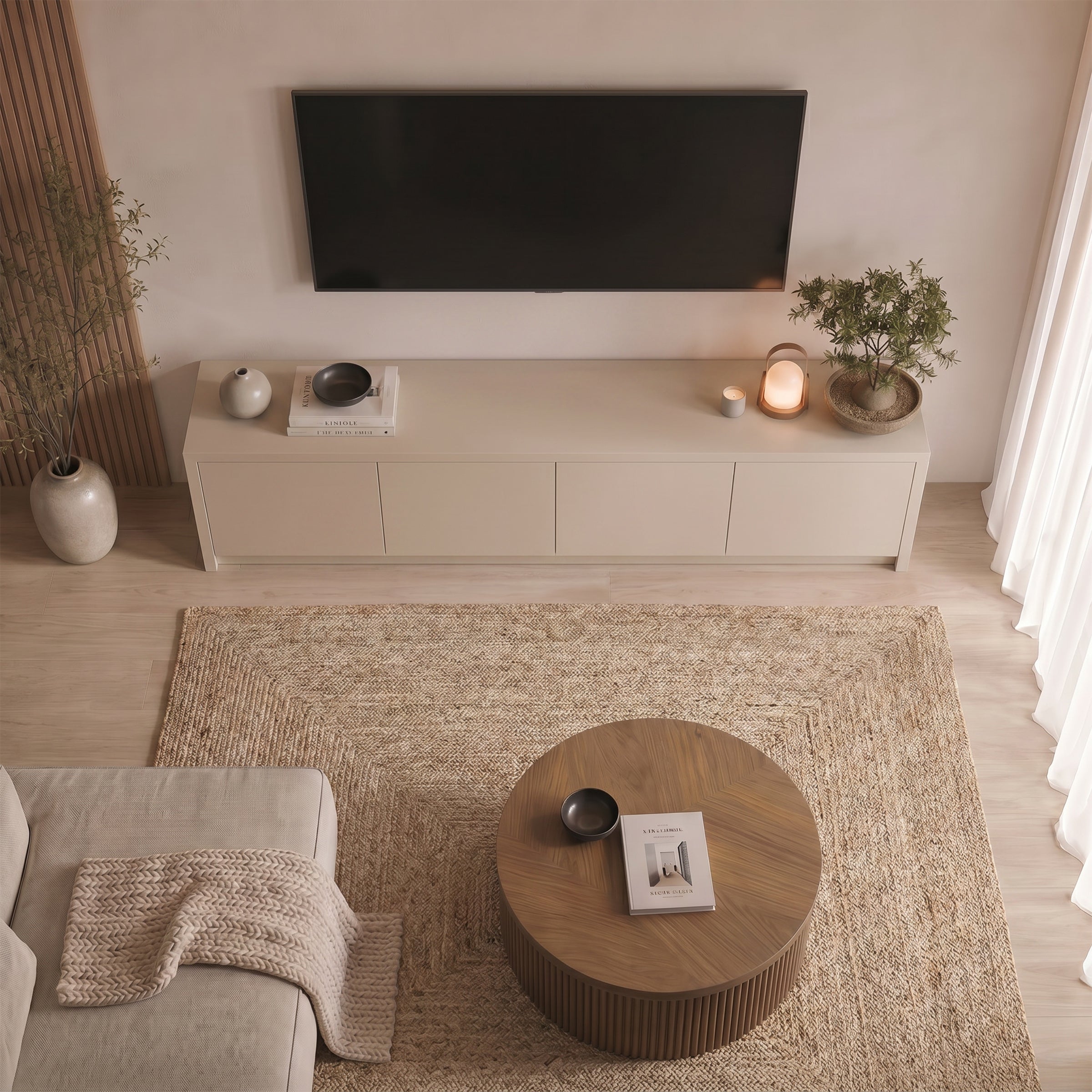 Levo - TV-Meubel - Beige - 198x40x51 cm
