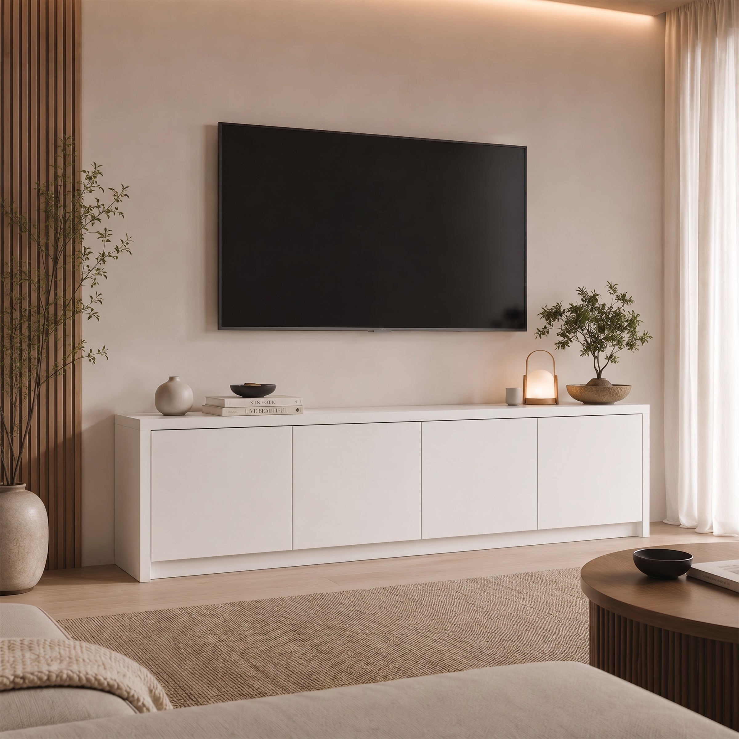 Levo - TV-Meubel - Wit - 198x40x51 cm