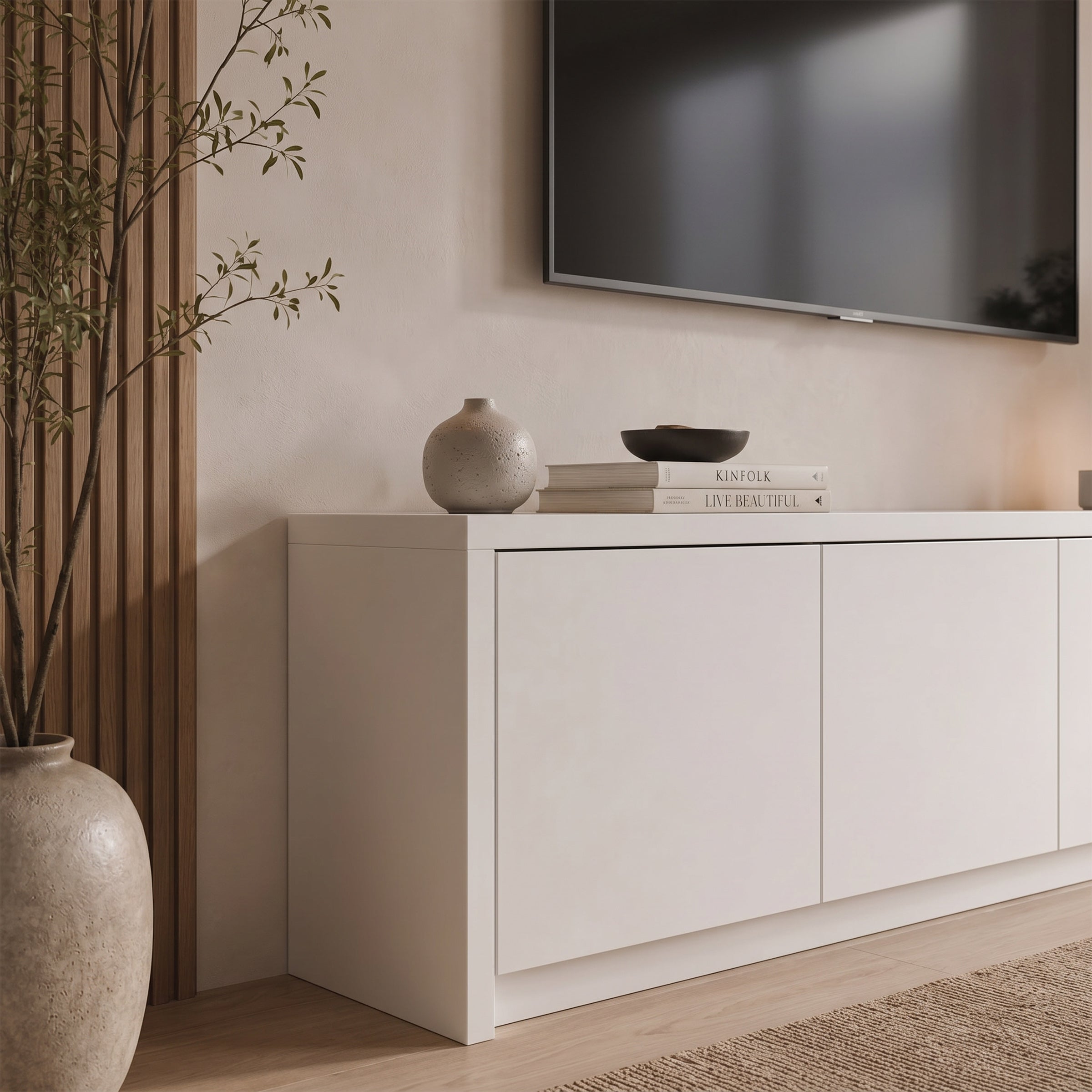 Levo - TV-Meubel - Wit - 198x40x51 cm