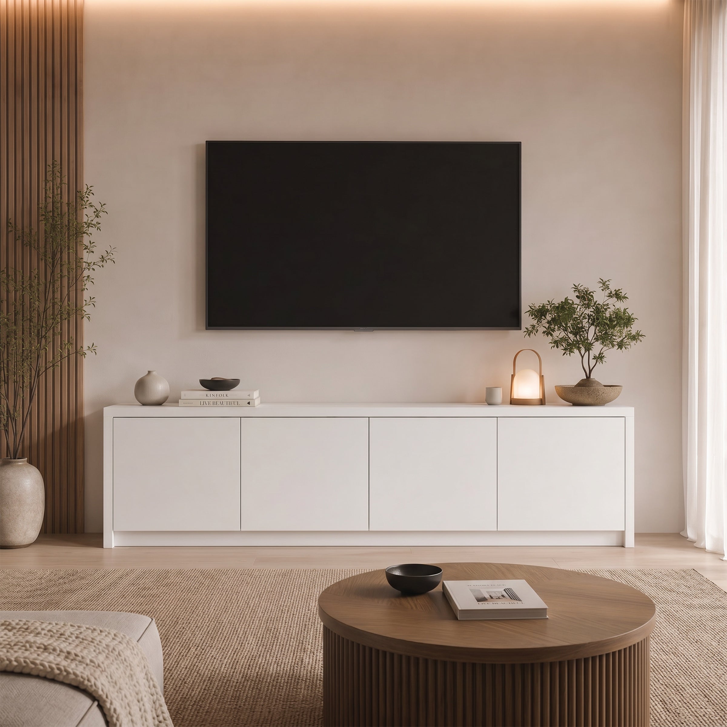 Levo - TV-Meubel - Wit - 198x40x51 cm