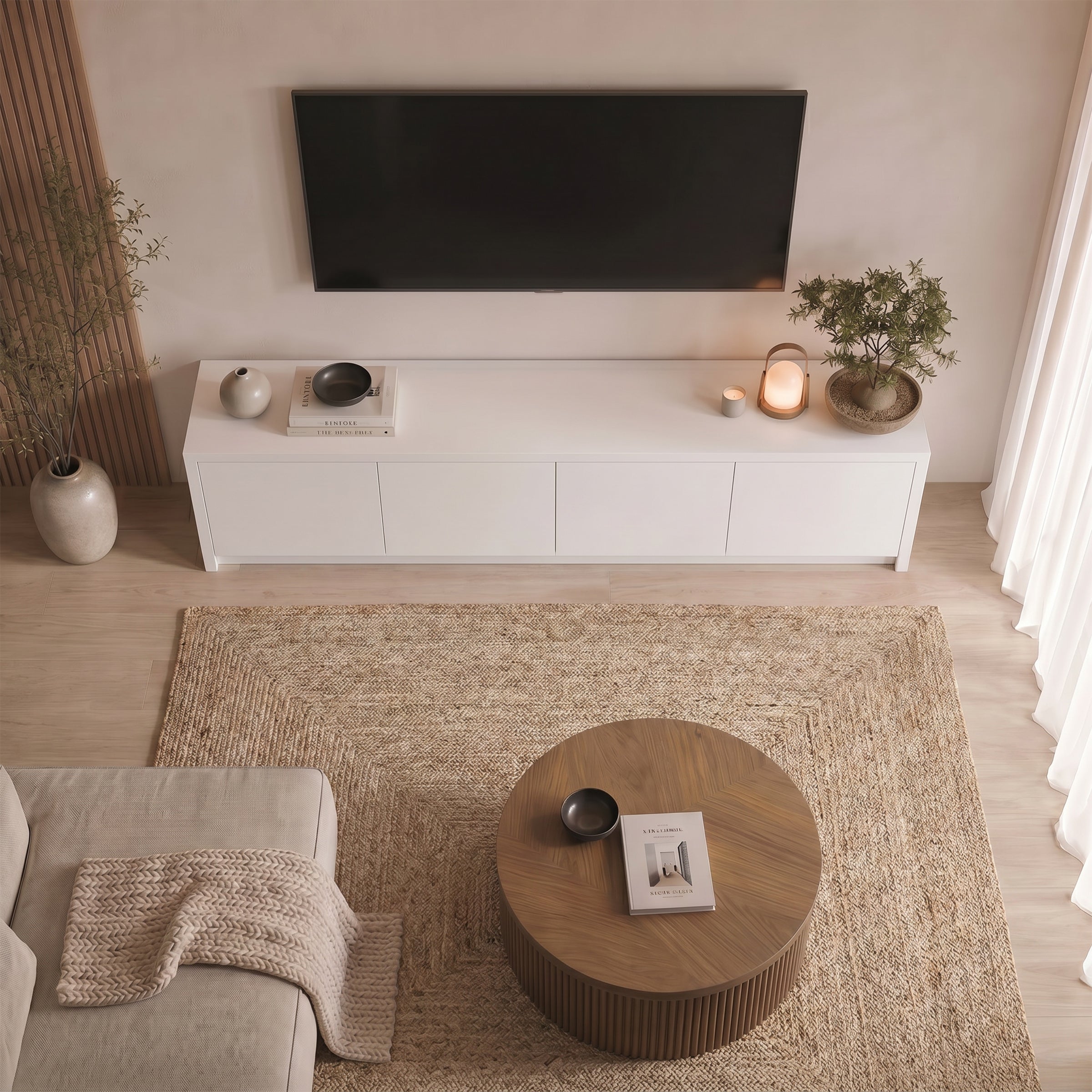Levo - TV-Meubel - Wit - 198x40x51 cm