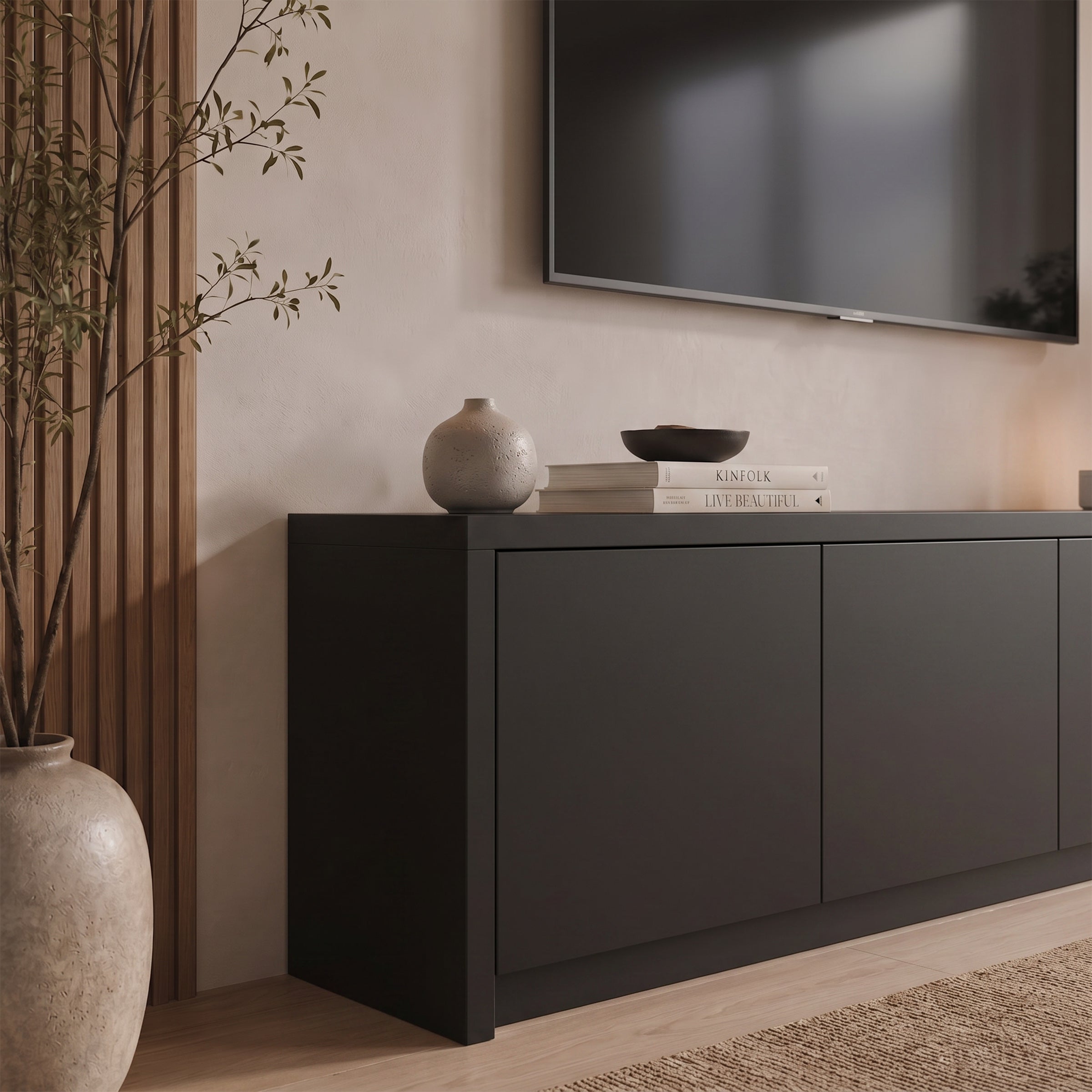 Levo - TV-Meubel - Zwart - 198x40x51 cm