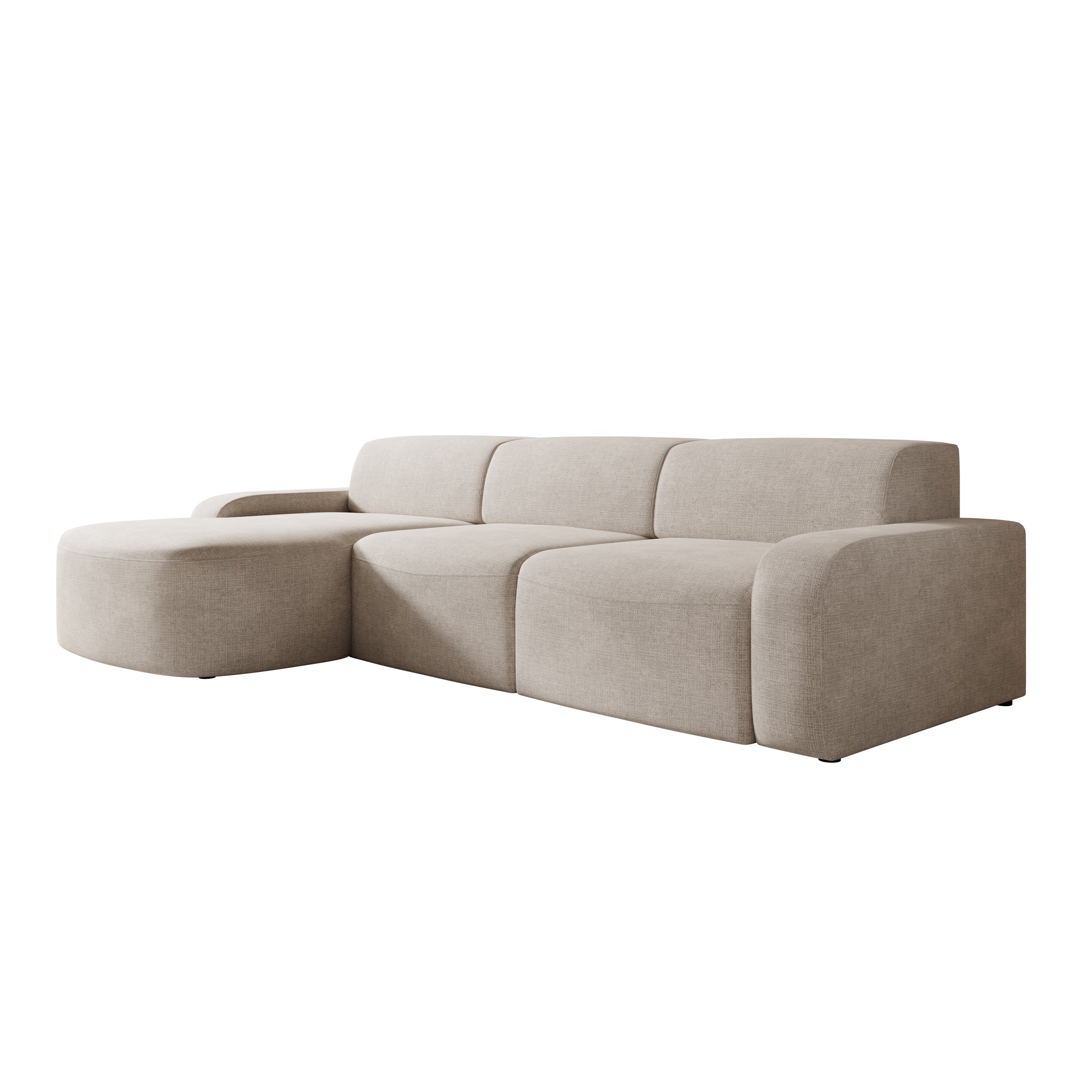 Liftado - Hoekbank 3-zits met chaise longue - Stof beige - Links