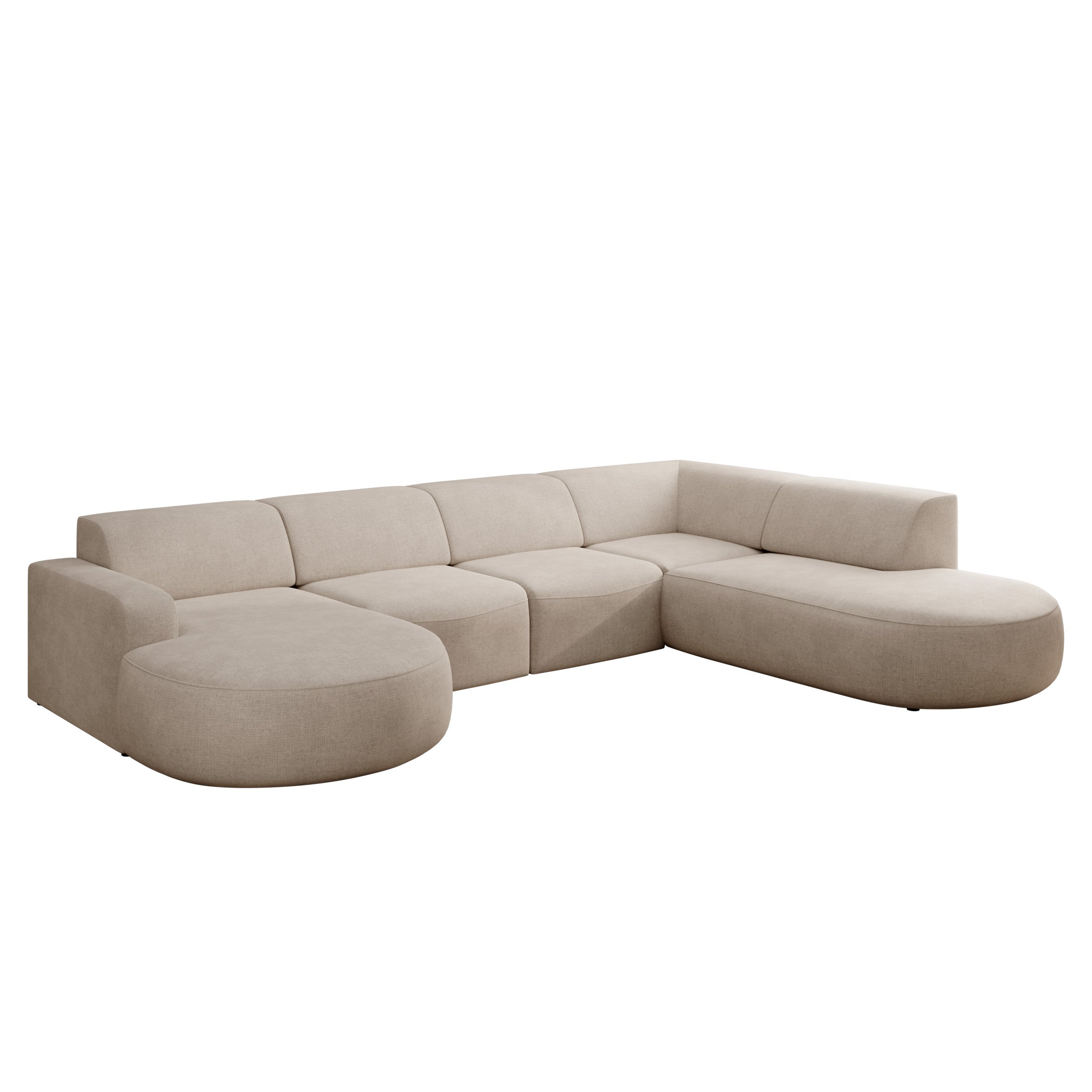 Liftado XL - Hoekbank 5-zits met chaise longue - Stof beige - Links
