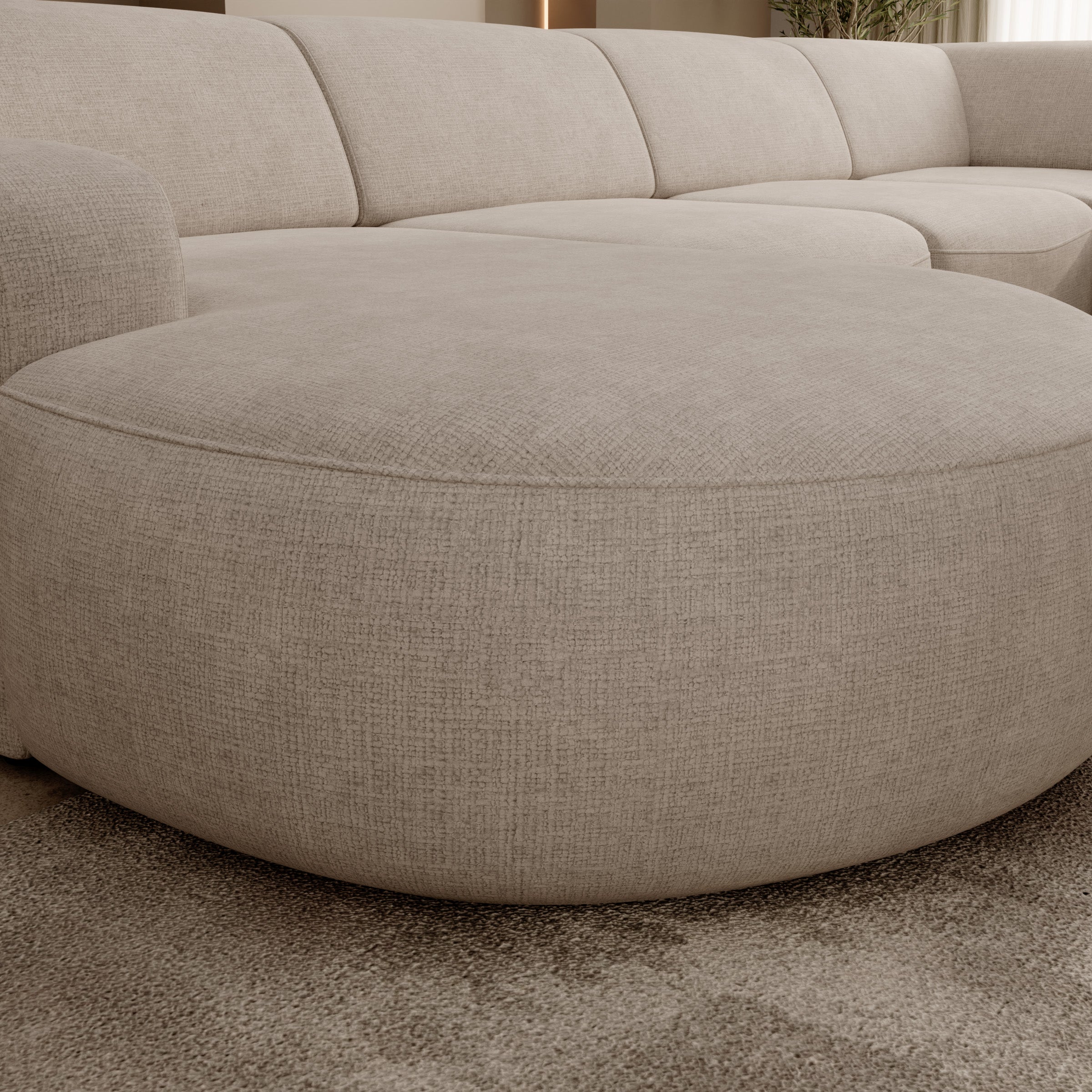 Liftado XL - Hoekbank 5-zits met chaise longue - Stof beige - Links
