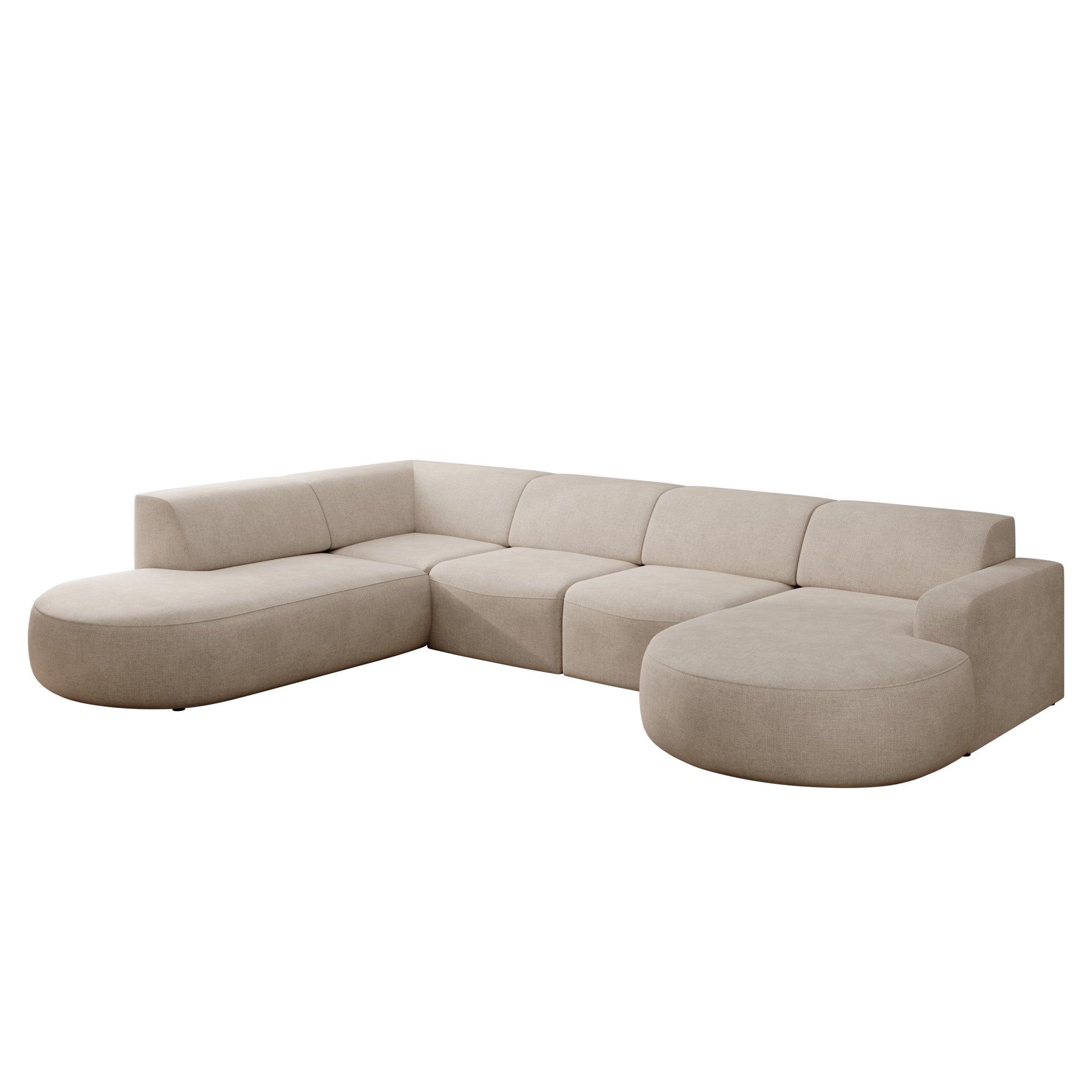 Liftado XL - Hoekbank 5-zits met chaise longue - Stof beige - Rechts