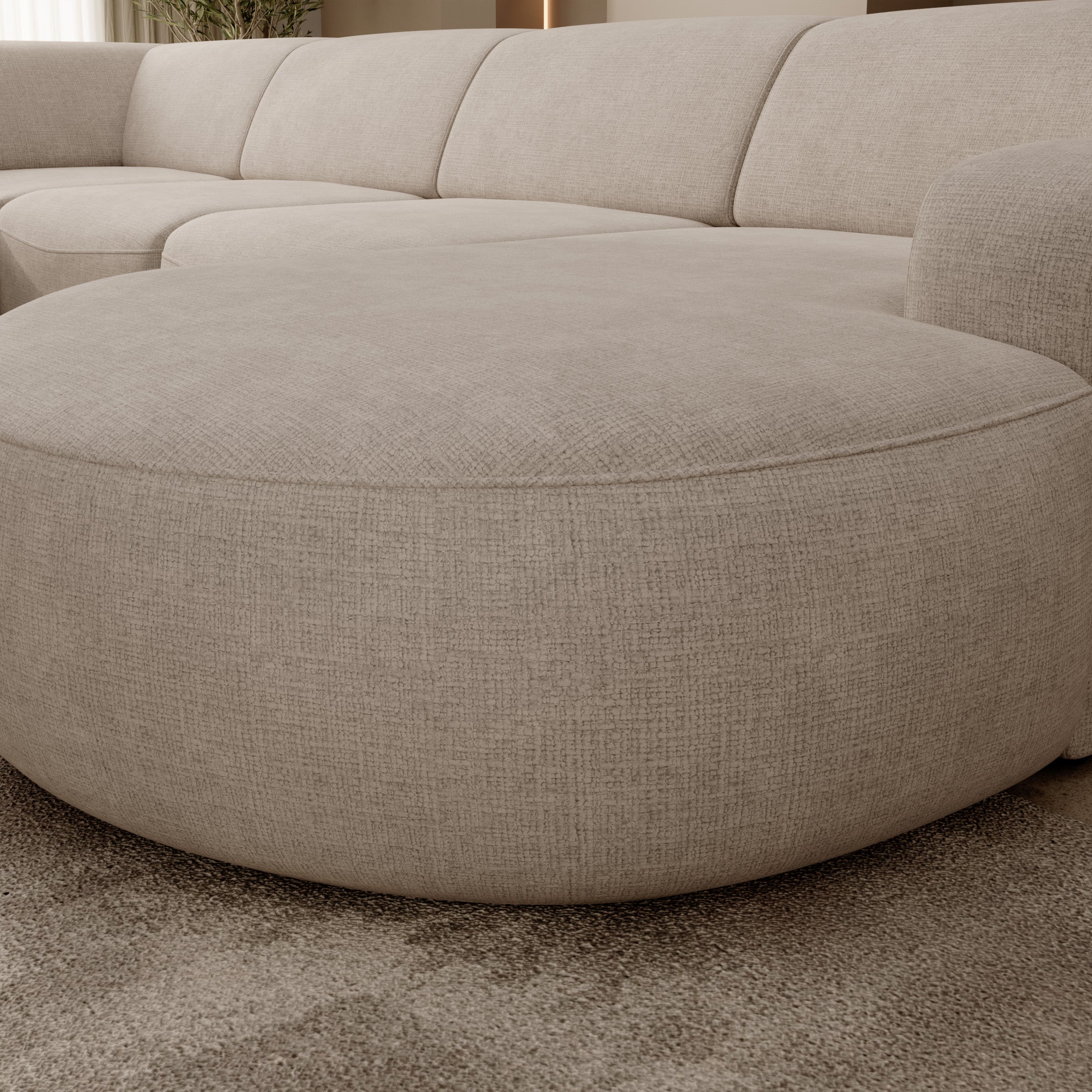 Liftado XL - Hoekbank 5-zits met chaise longue - Stof beige - Rechts