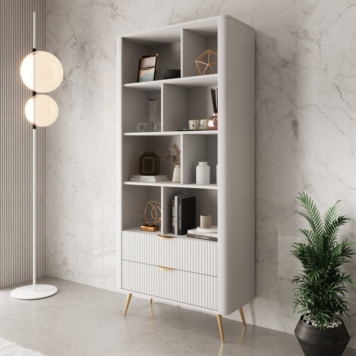 Lima - Boekenkast - Wit - 88x38x194 cm