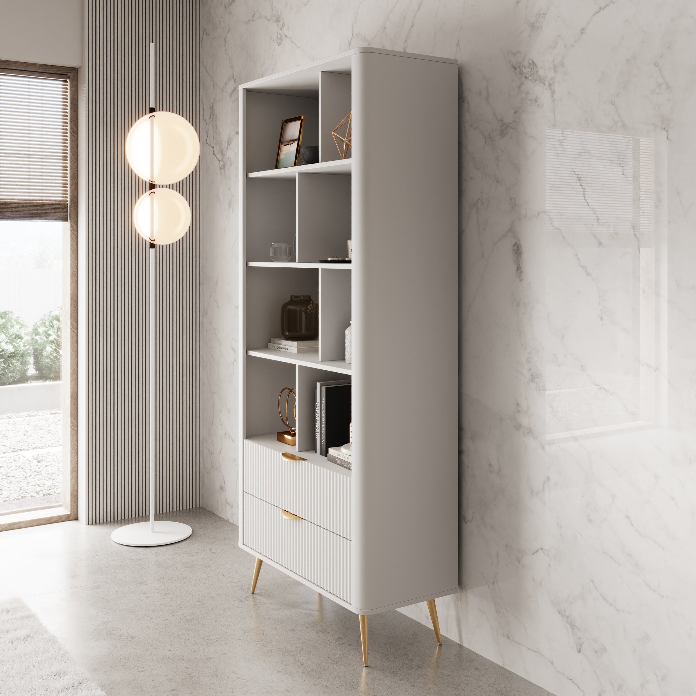 Lima - Boekenkast - Wit - 88x38x194 cm