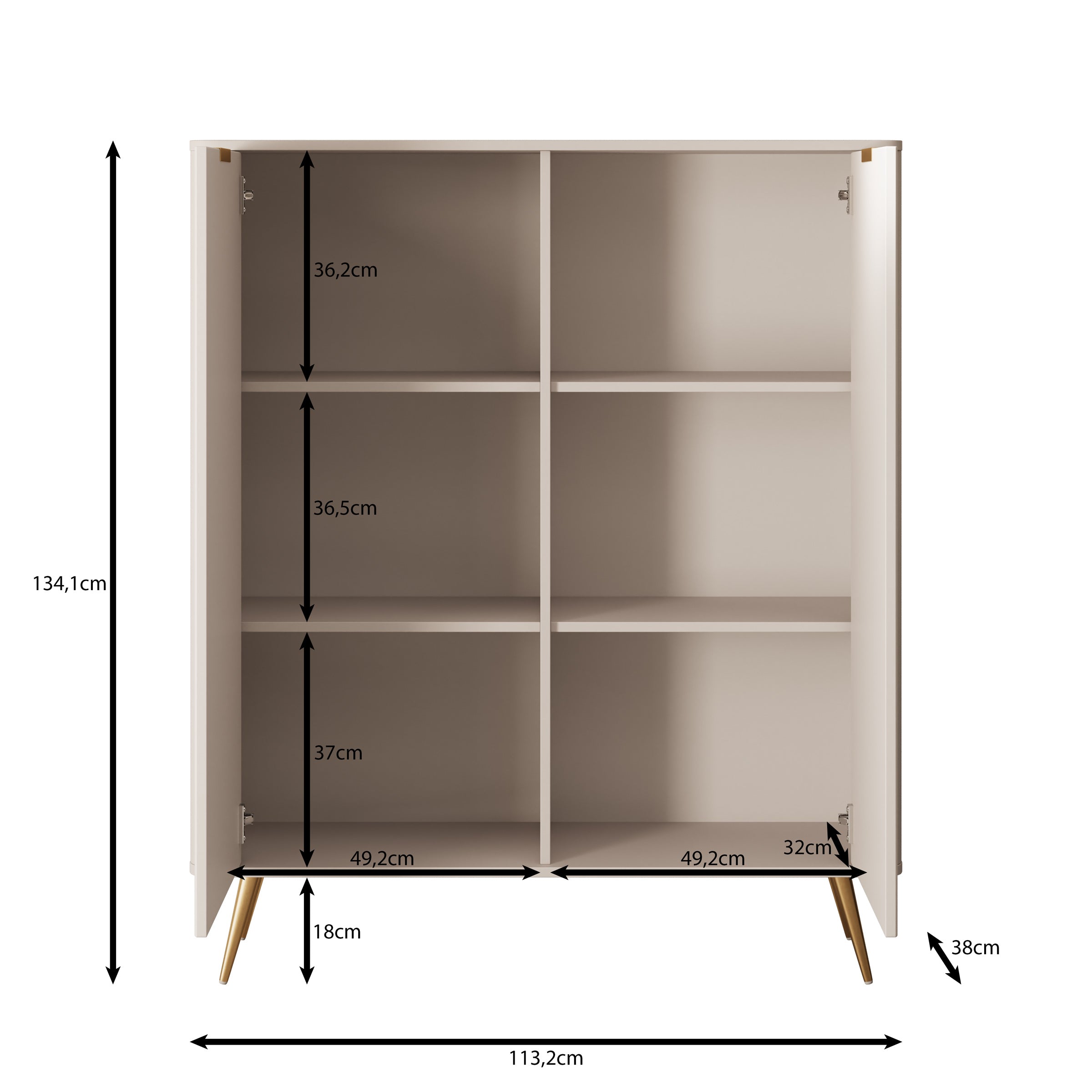 Lima - Dressoir - Beige - 113x38x134 cm