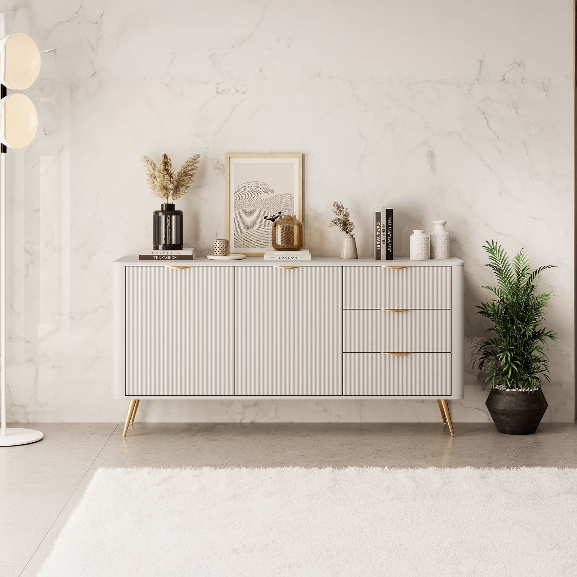 Lima - Dressoir - Beige - 163x38x81 cm