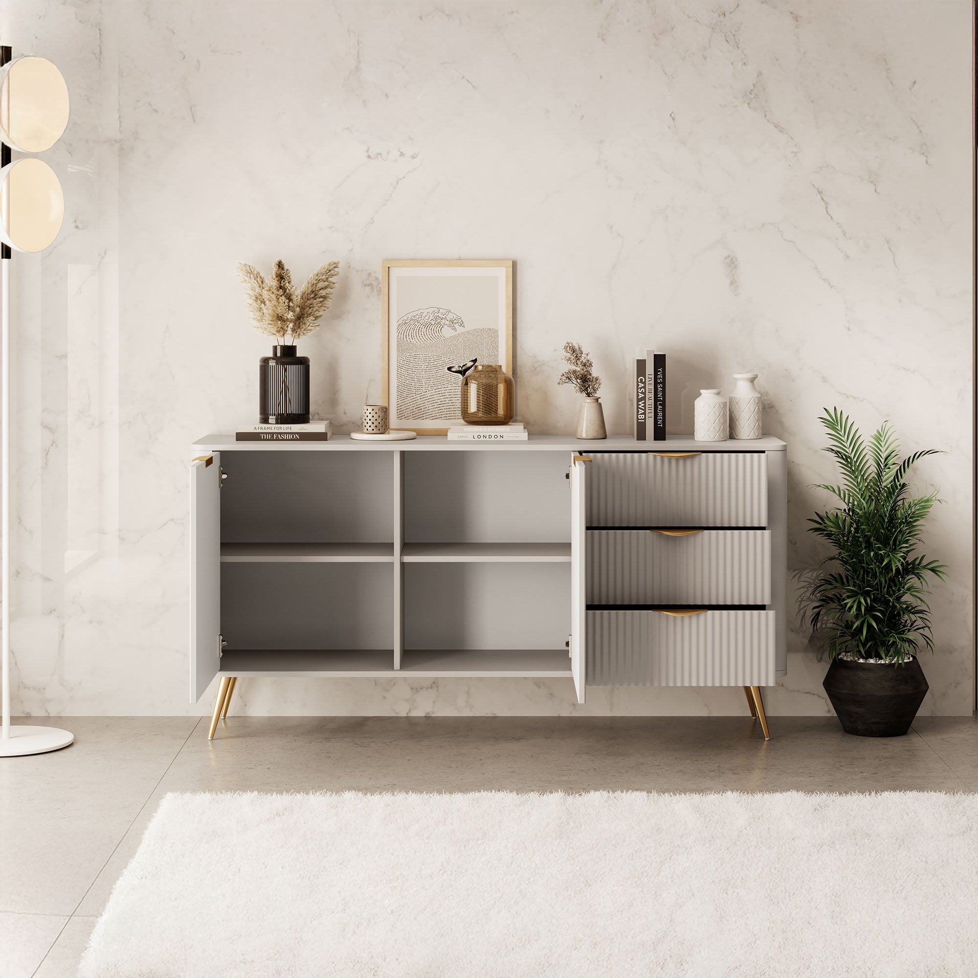 Lima - Dressoir - Beige - 163x38x81 cm