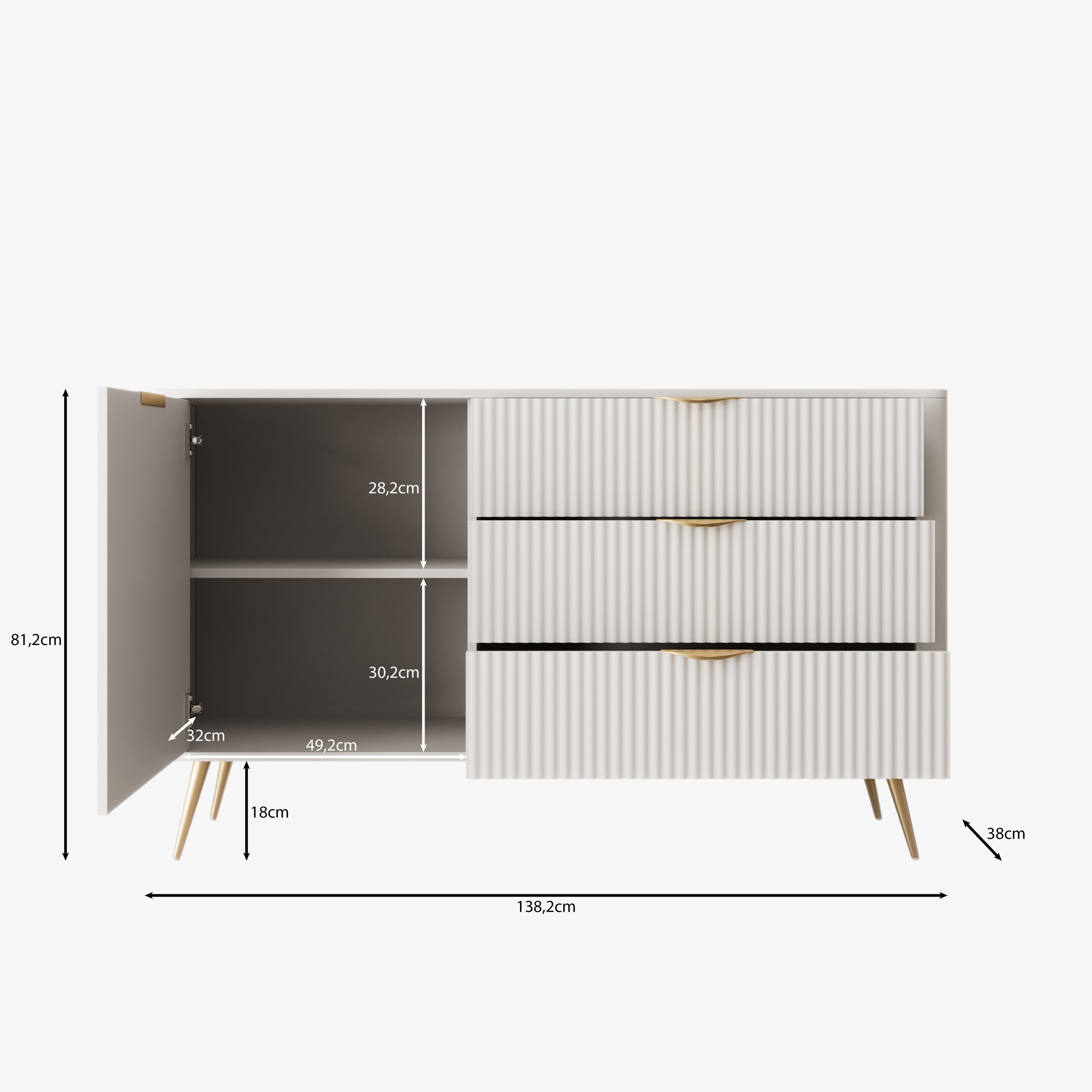 Lima - Dressoir - Wit - 138x38x81 cm