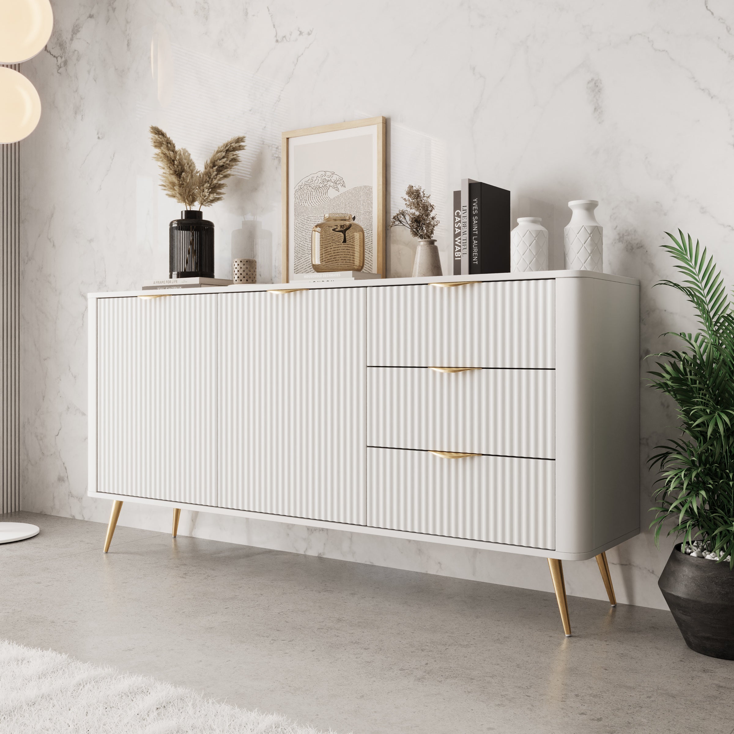 Lima - Dressoir - Wit - 163x38x81 cm
