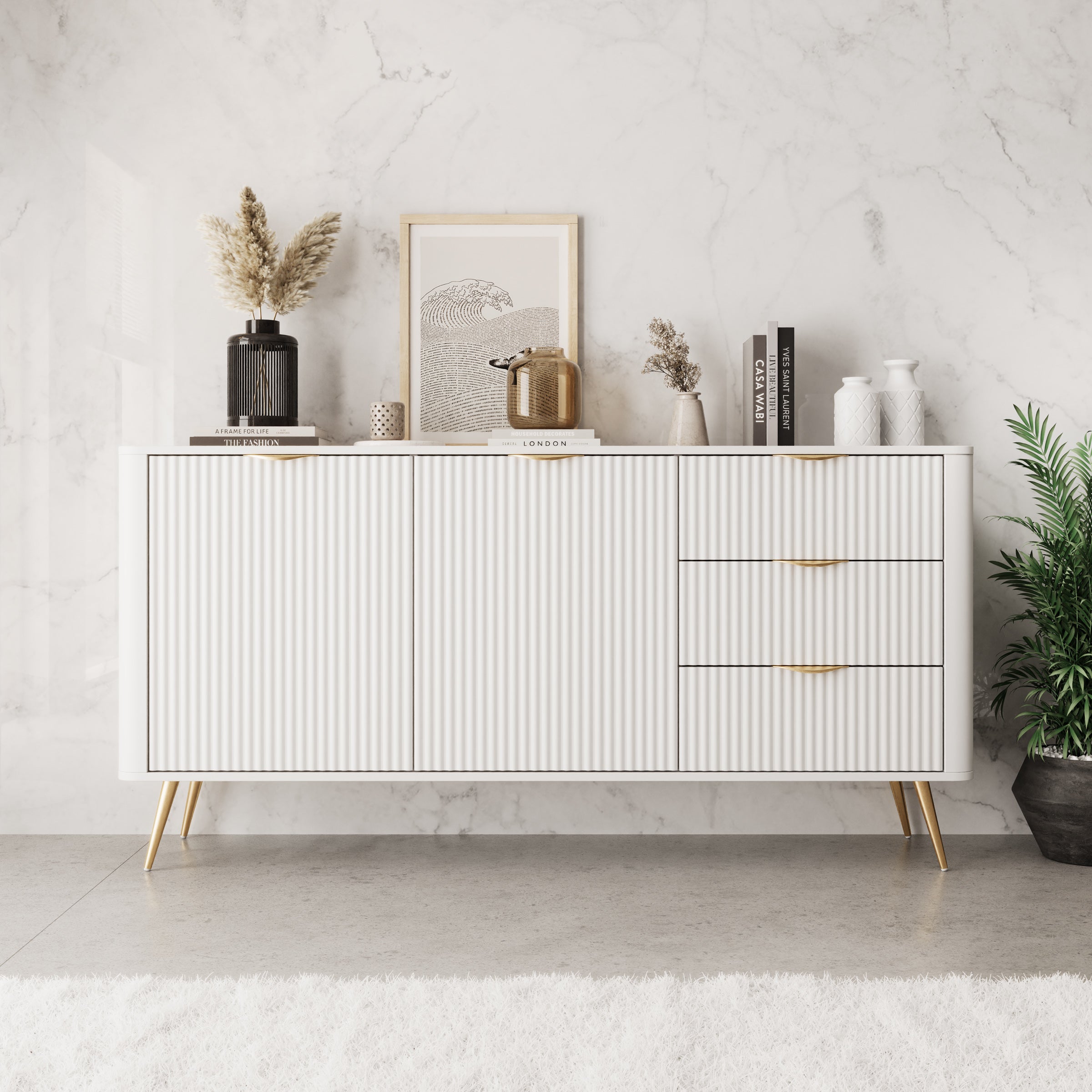 Lima - Dressoir - Wit - 163x38x81 cm