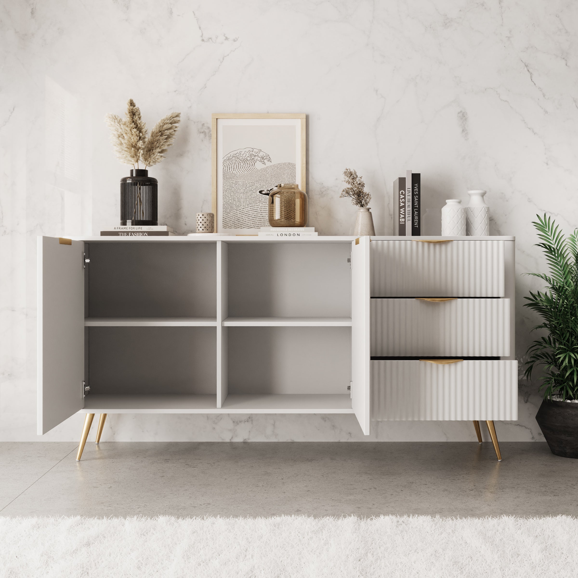 Lima - Dressoir - Wit - 163x38x81 cm