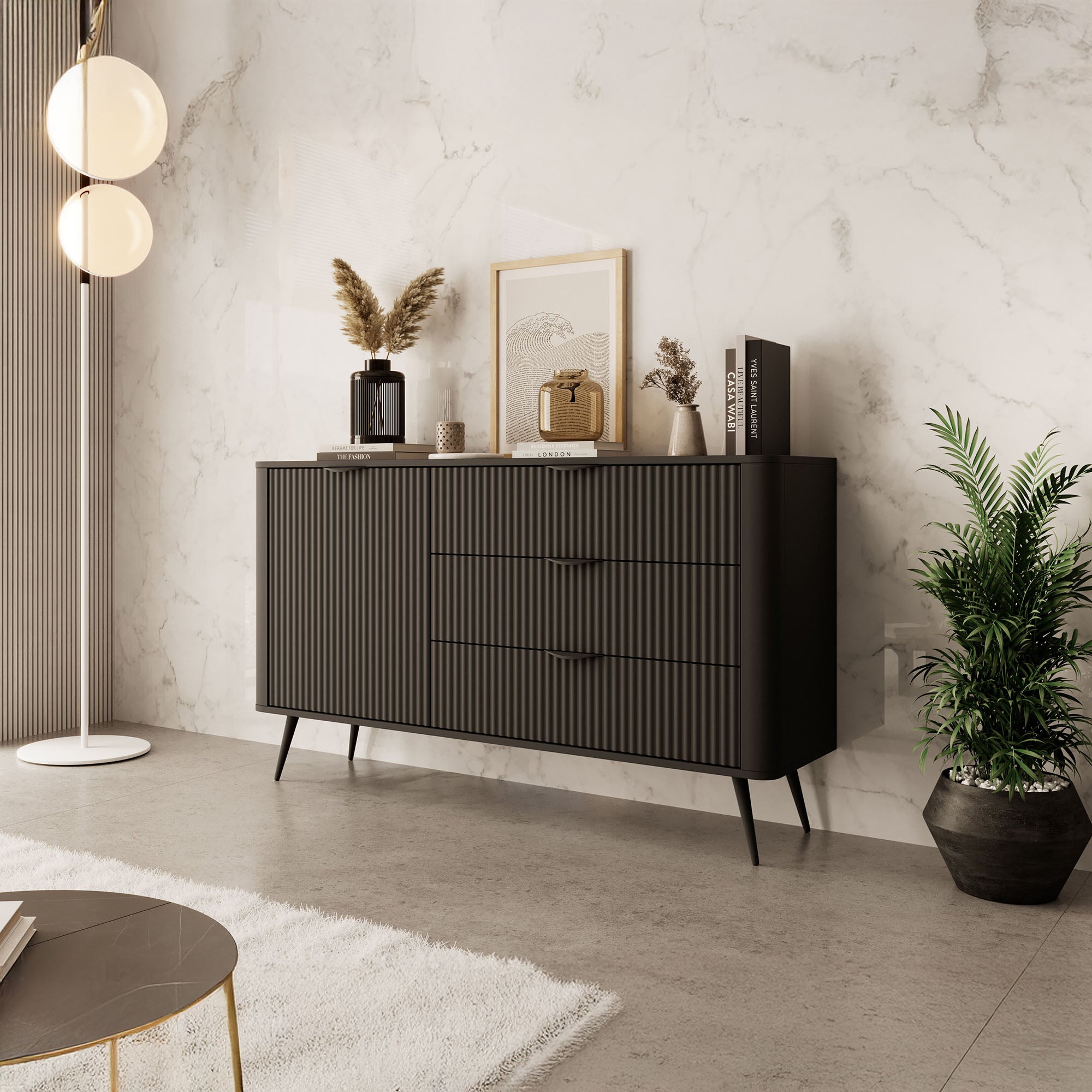 Lima - Dressoir - Zwart - 138x38x81 cm