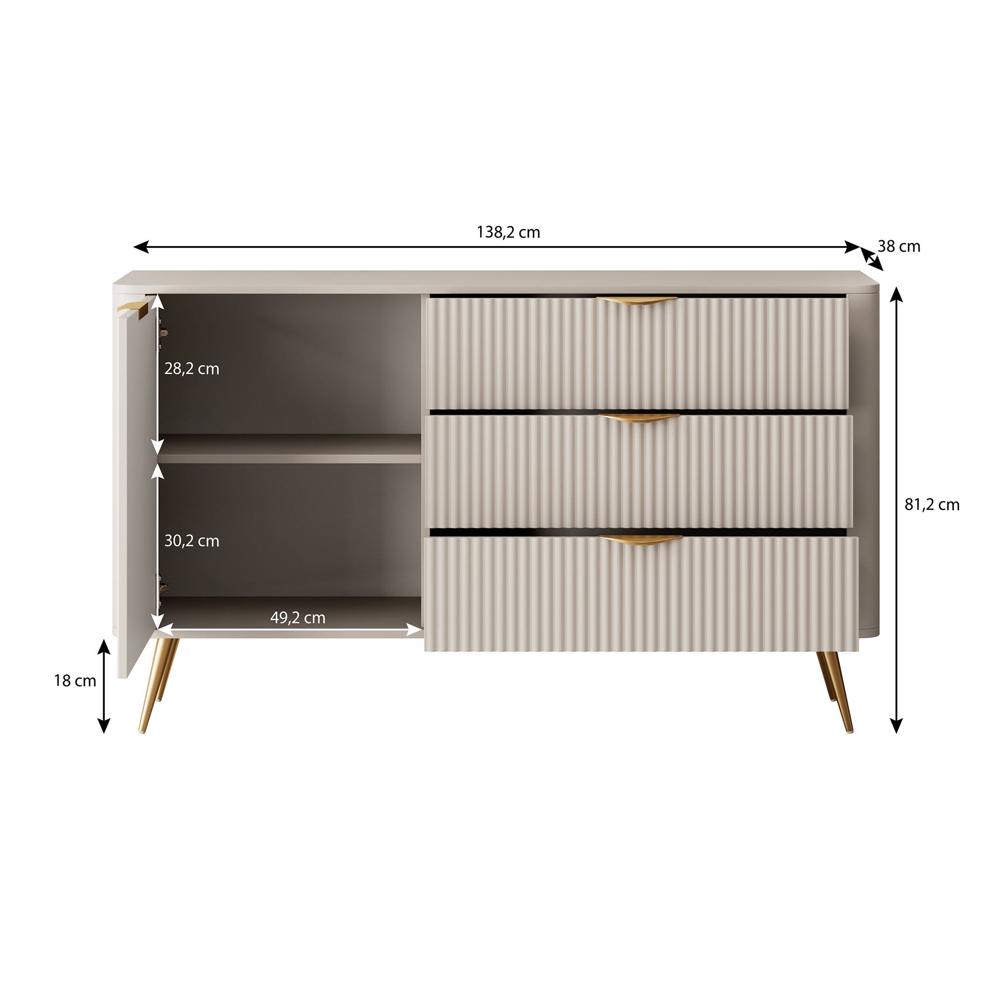 Lima - Dressoir - Zwart - 138x38x81 cm
