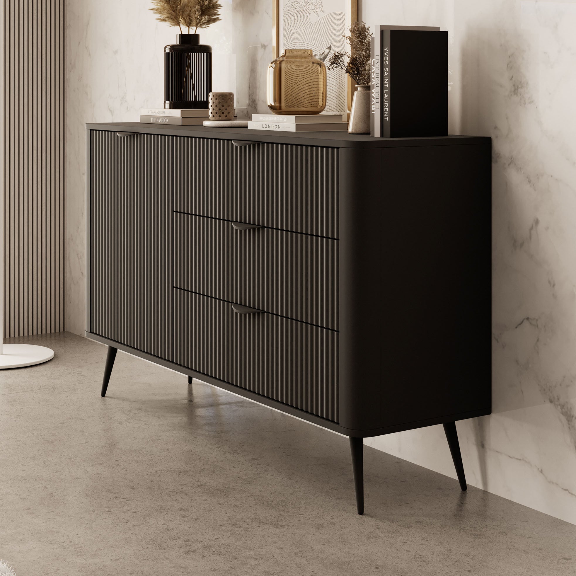 Lima - Dressoir - Zwart - 138x38x81 cm