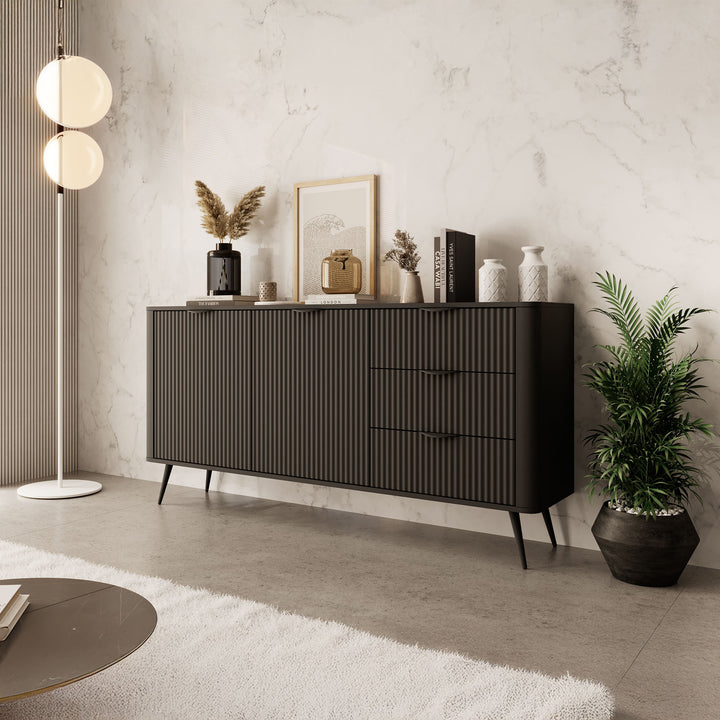 Lima - Dressoir - Zwart - 163x38x81 cm