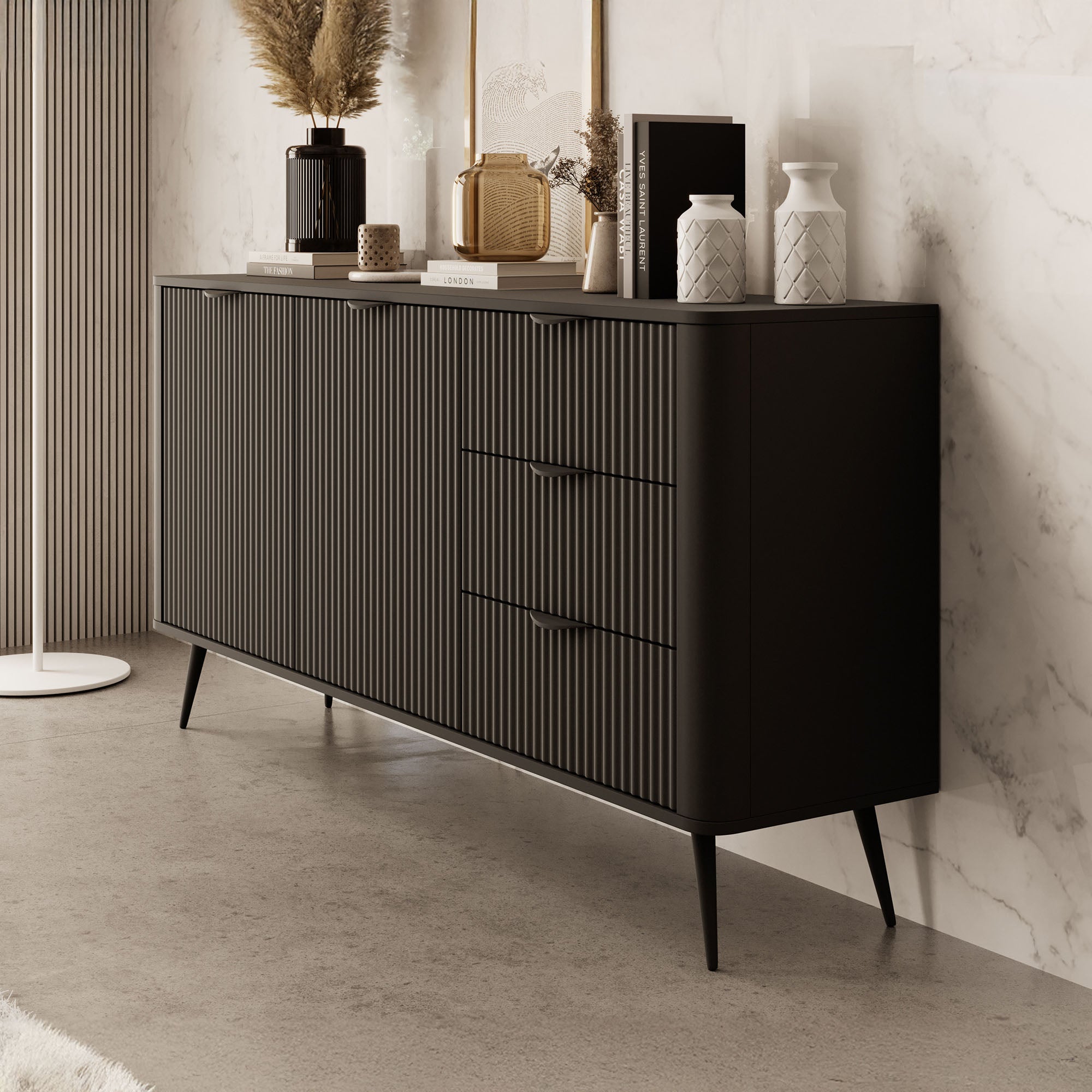 Lima - Dressoir - Zwart - 163x38x81 cm