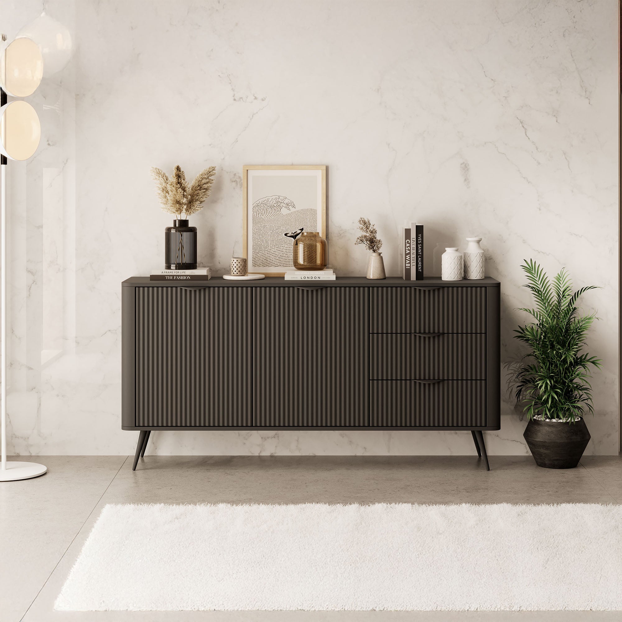 Lima - Dressoir - Zwart - 163x38x81 cm