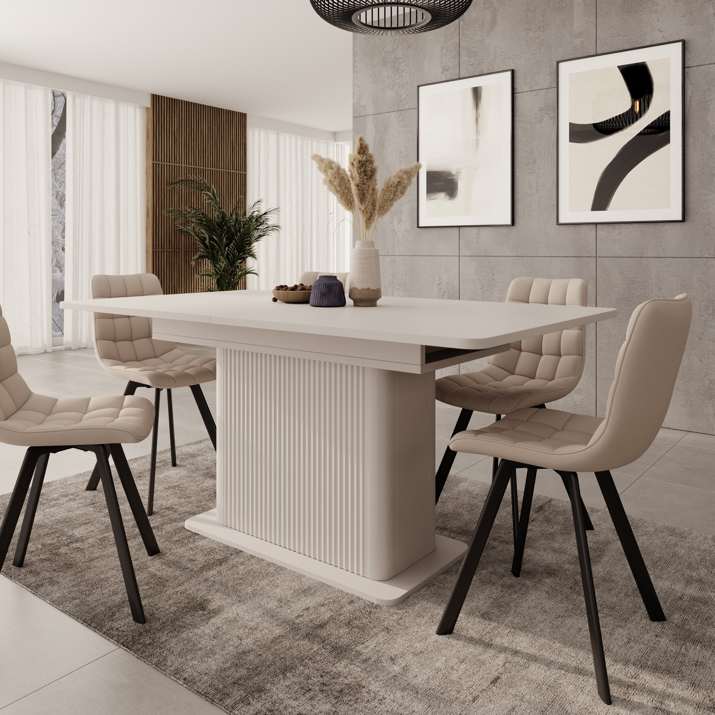 Lima - Eetkamertafel - Uitschuifbaar - Beige - 160-200x90x75 cm