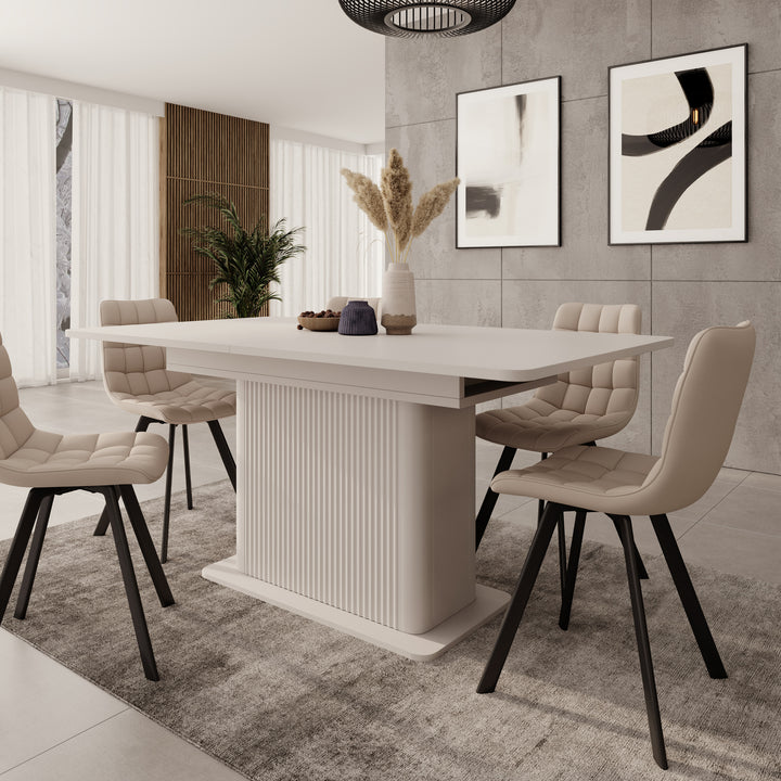 Lima - Eetkamertafel - Uitschuifbaar - Beige - 160-200x90x75 cm