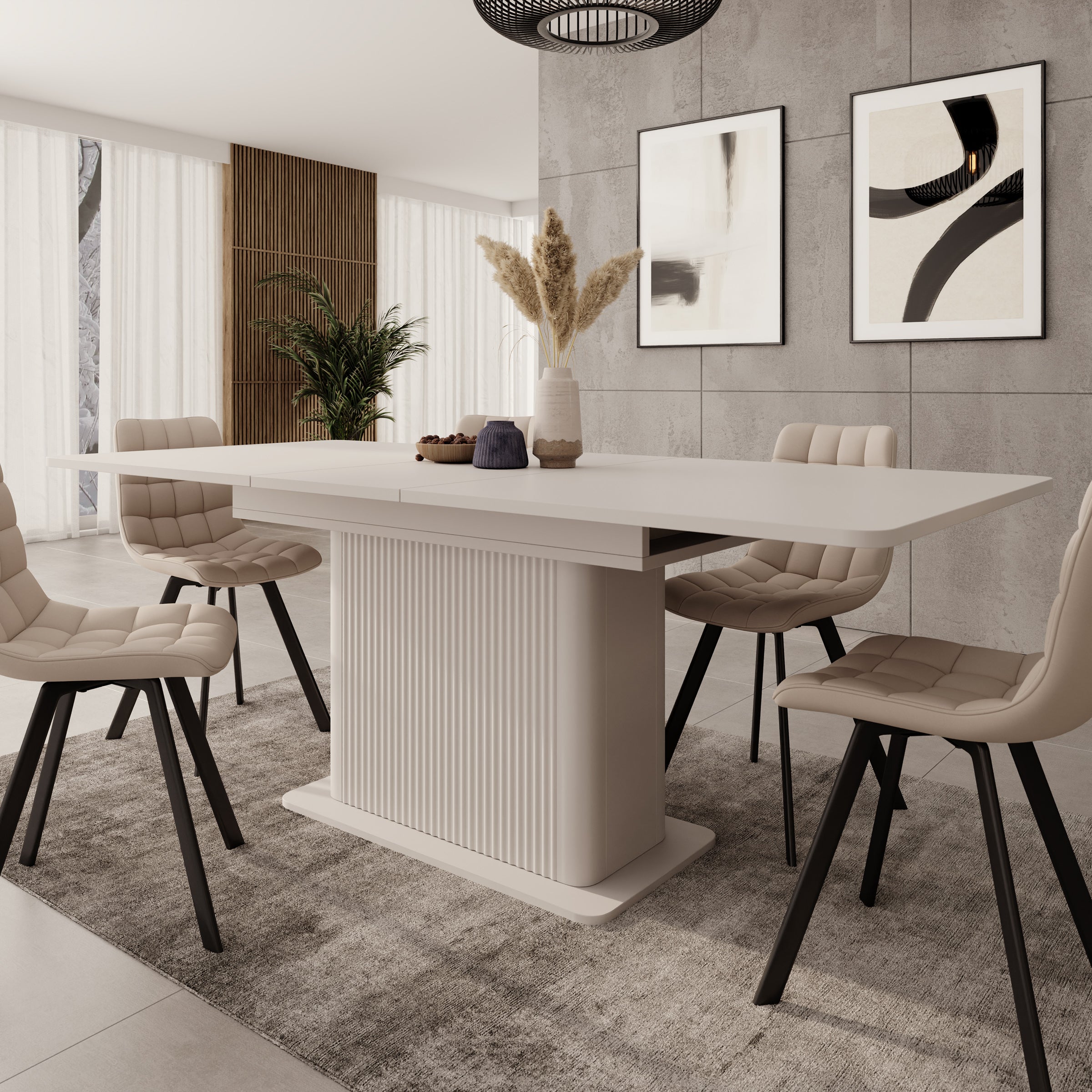 Lima - Eetkamertafel - Uitschuifbaar - Beige - 160-200x90x75 cm
