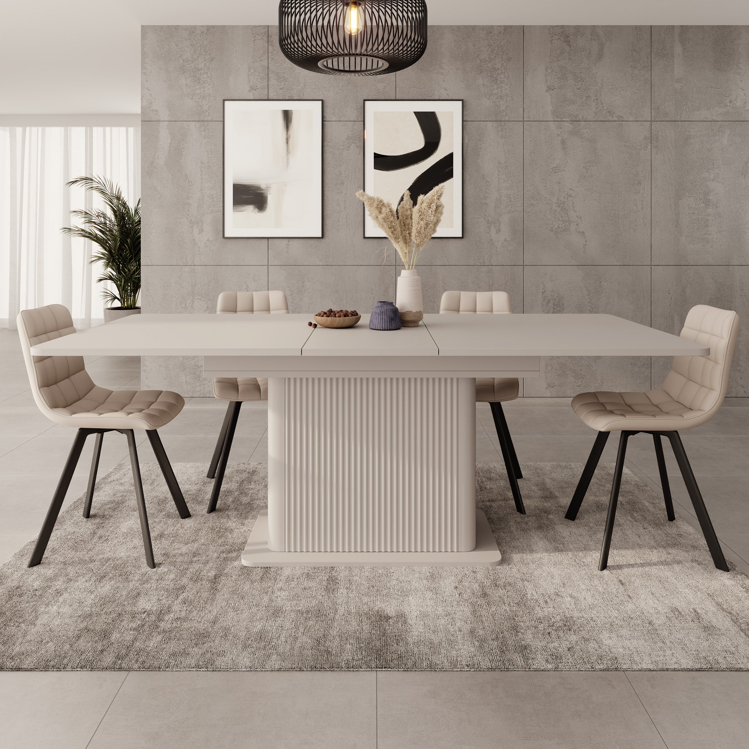 Lima - Eetkamertafel - Uitschuifbaar - Beige - 160-200x90x75 cm