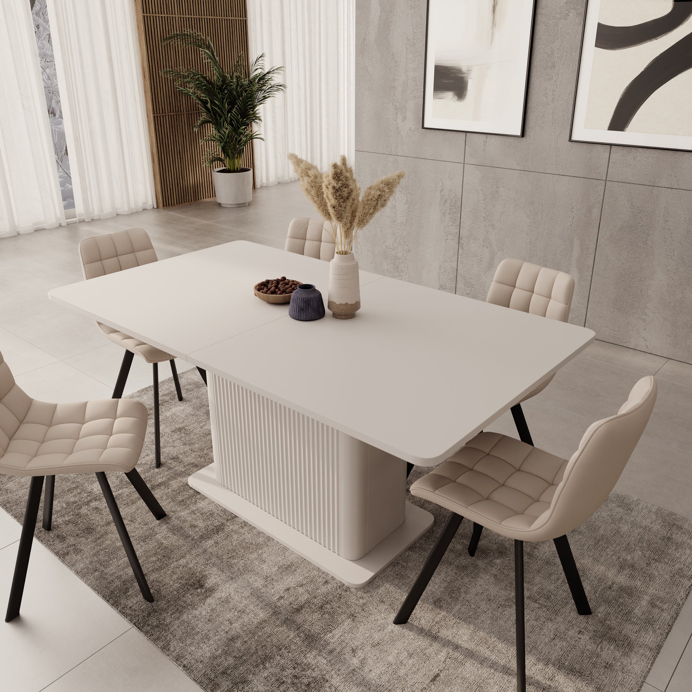 Lima - Eetkamertafel - Uitschuifbaar - Beige - 160-200x90x75 cm