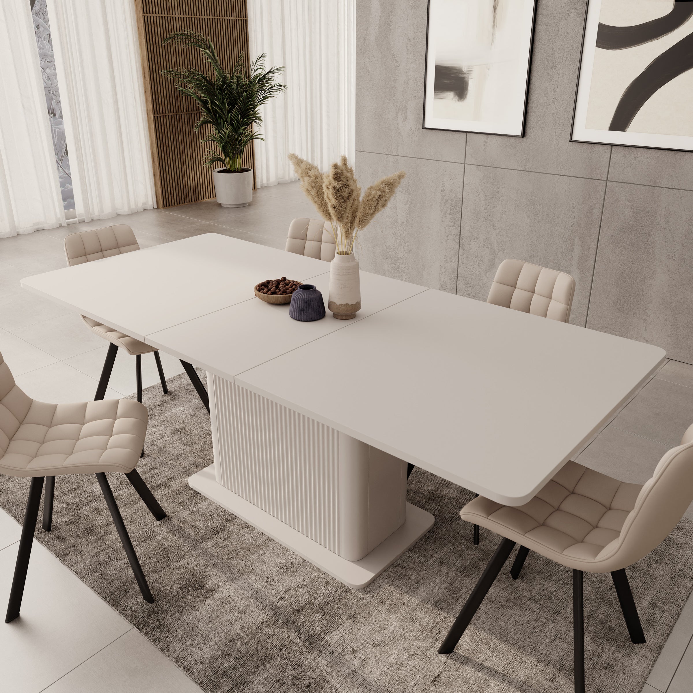 Lima - Eetkamertafel - Uitschuifbaar - Beige - 160-200x90x75 cm
