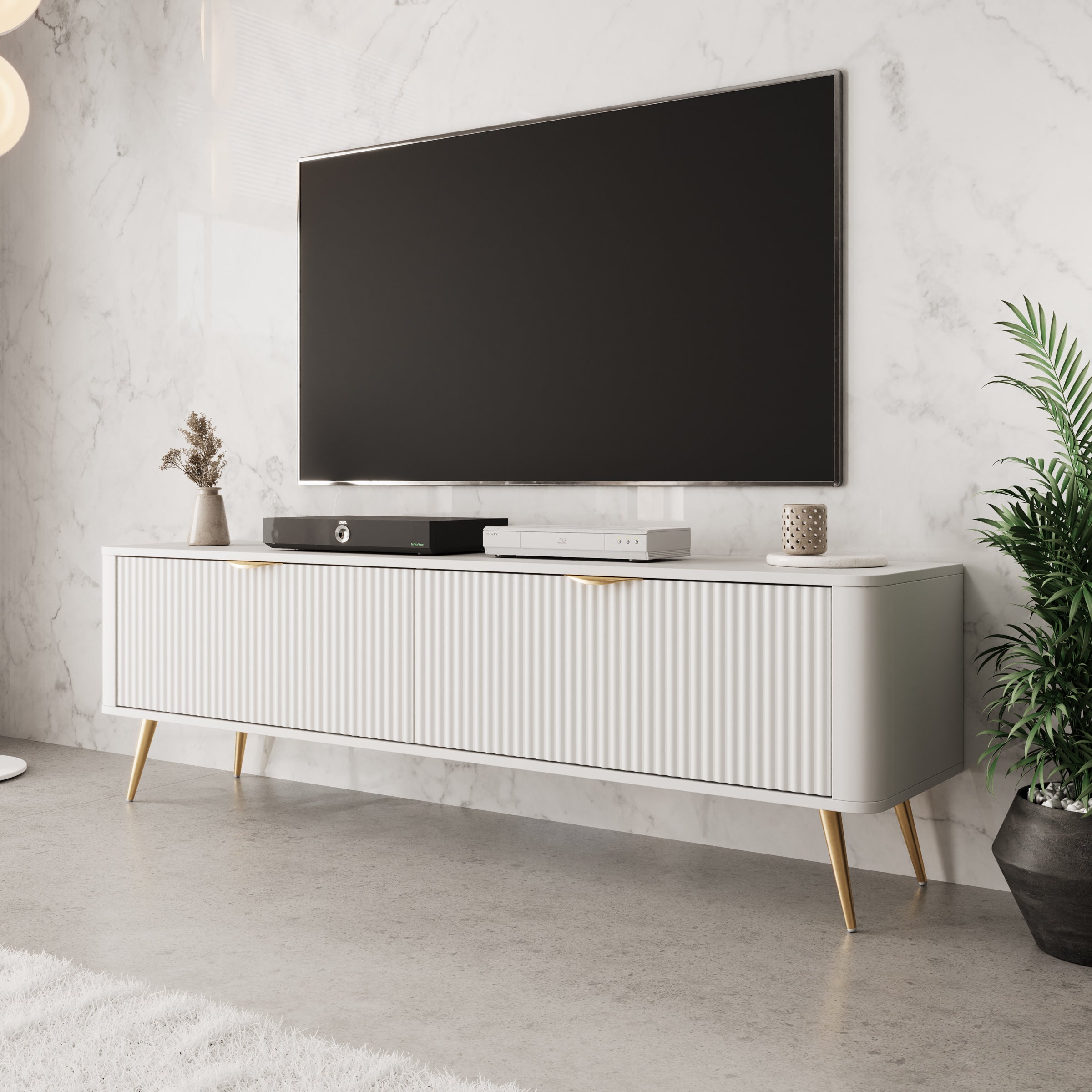 Lima - TV-Meubel - Wit - 163x38x51 cm